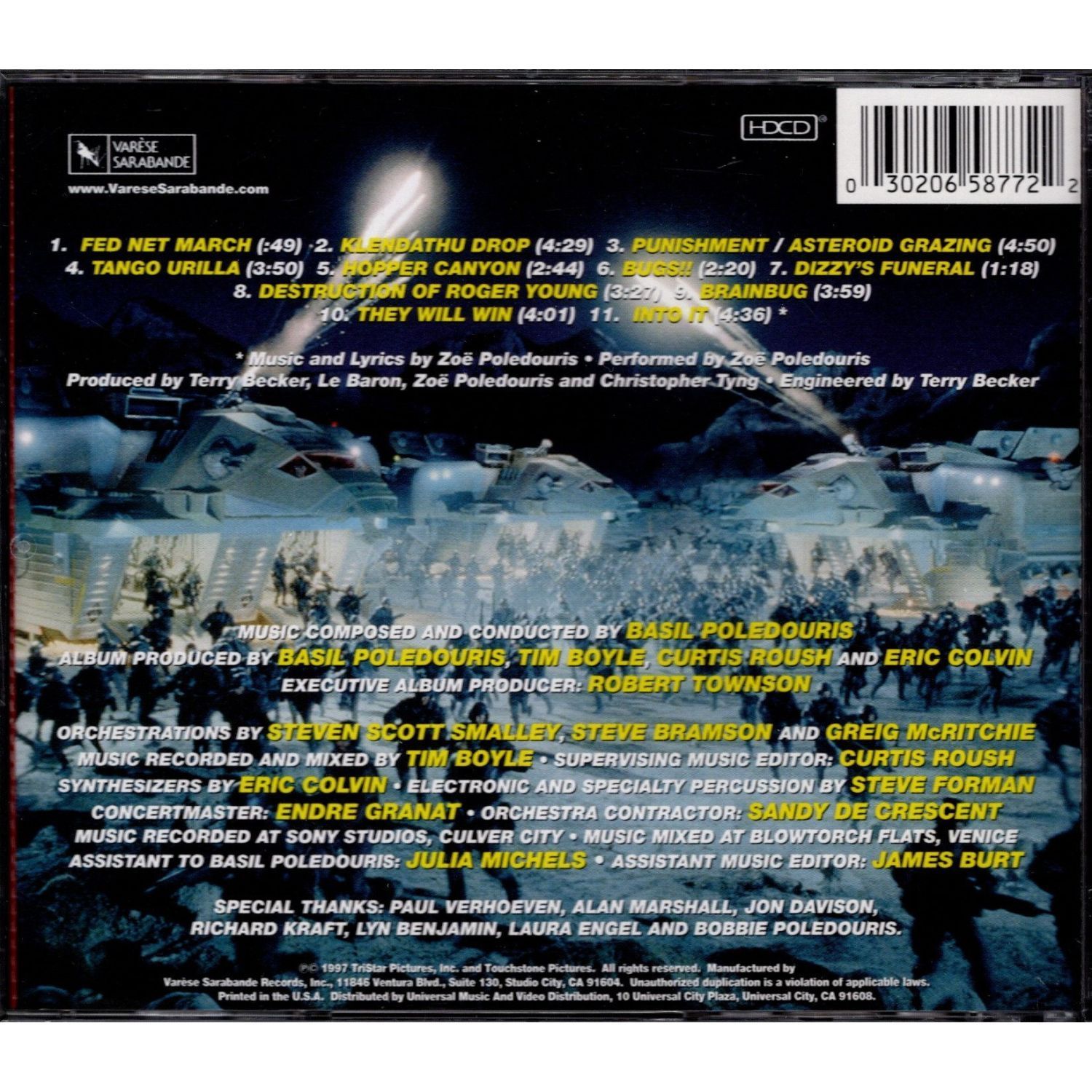 送料無料　スターシップ・トゥルーパーズ　オリジナル・サウンドトラック CD　ベイジル・ポールドゥリス　（輸入盤）　Starship  Troopers ORIGINAL MOTION PICTURE SOUNDTRACK Basil Poledouris