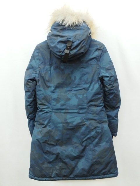 P 093 秋冬 nobis ノビス ダウンコート S ブルー系 カモフラージュ柄 PAYTON レディース