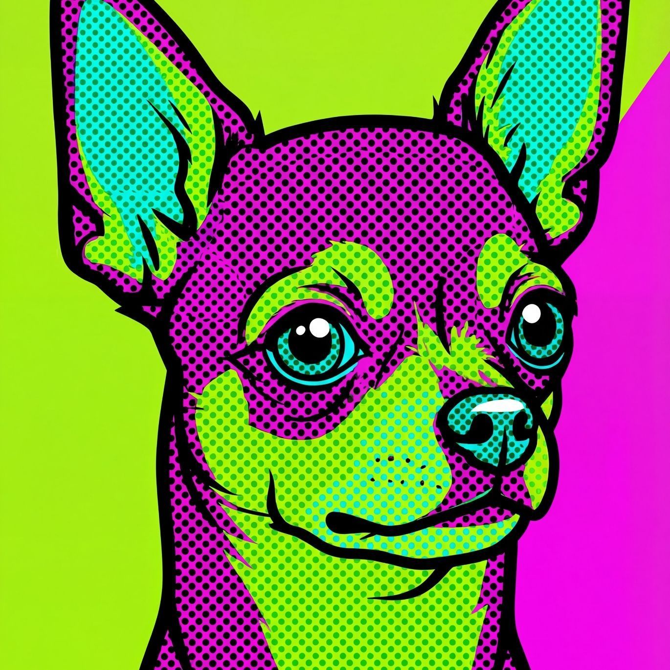 POP ART DOG - チワワ犬 No.3 ジークレー版画 名入れOK 見るたびに笑顔になれる カラフルPOPアートポスター カラフル 犬 ポップアート インテリア 北欧 モダン ギフト