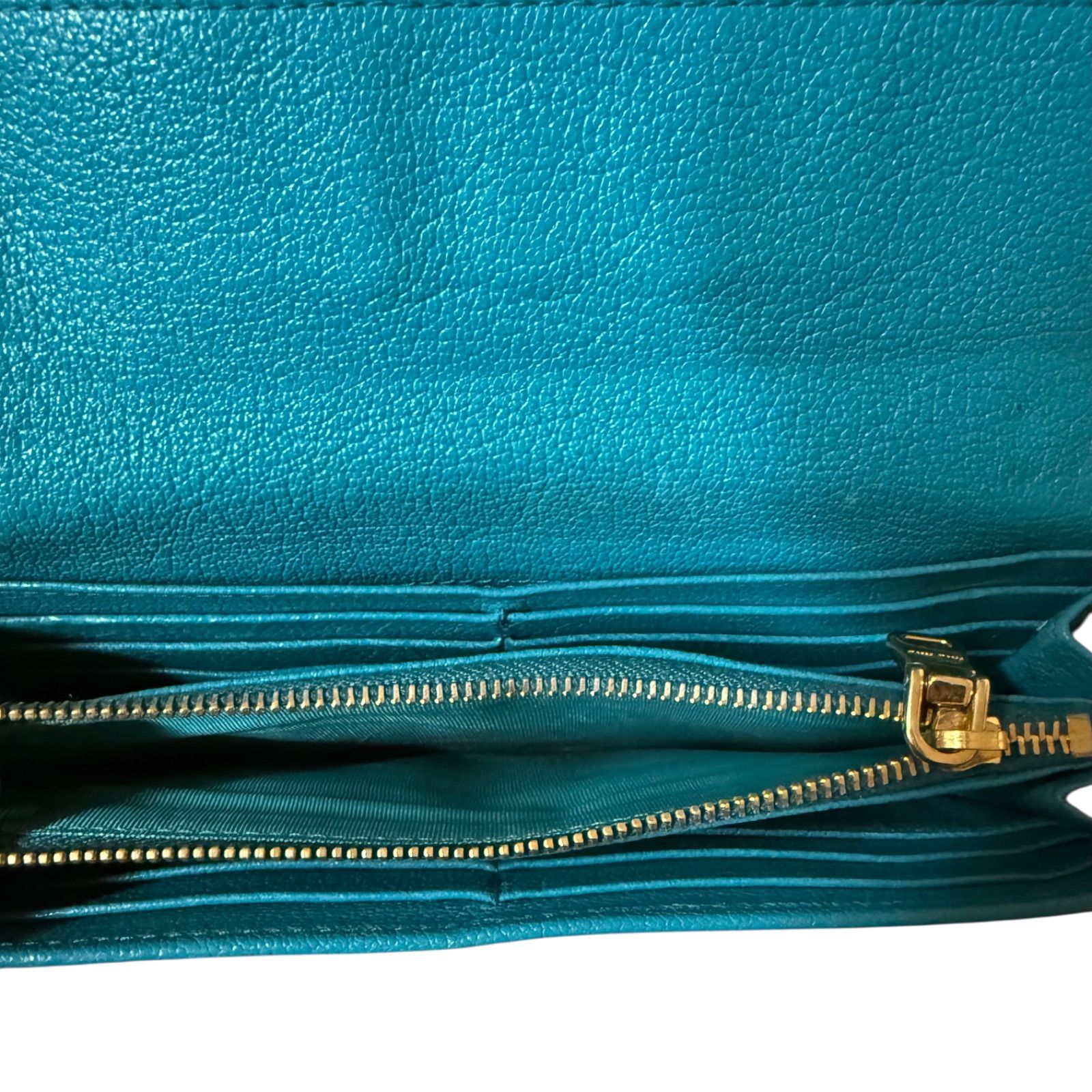 miumiu ミュウミュウ 長財布 セルリアンブルー リボン - メルカリ