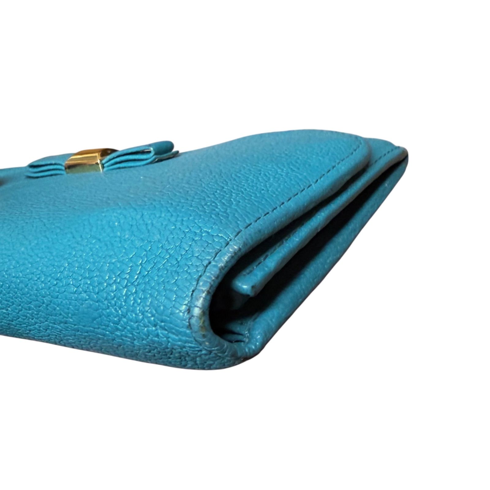 miumiu ミュウミュウ 長財布 セルリアンブルー リボン - メルカリ