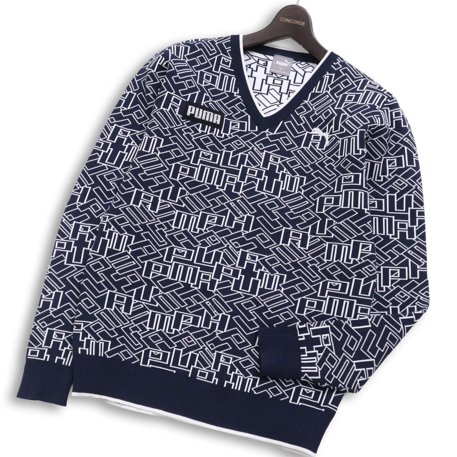 PUMA GOLF プーマ ゴルフ 通年 ロゴ グラフィック☆ Vネック ニット