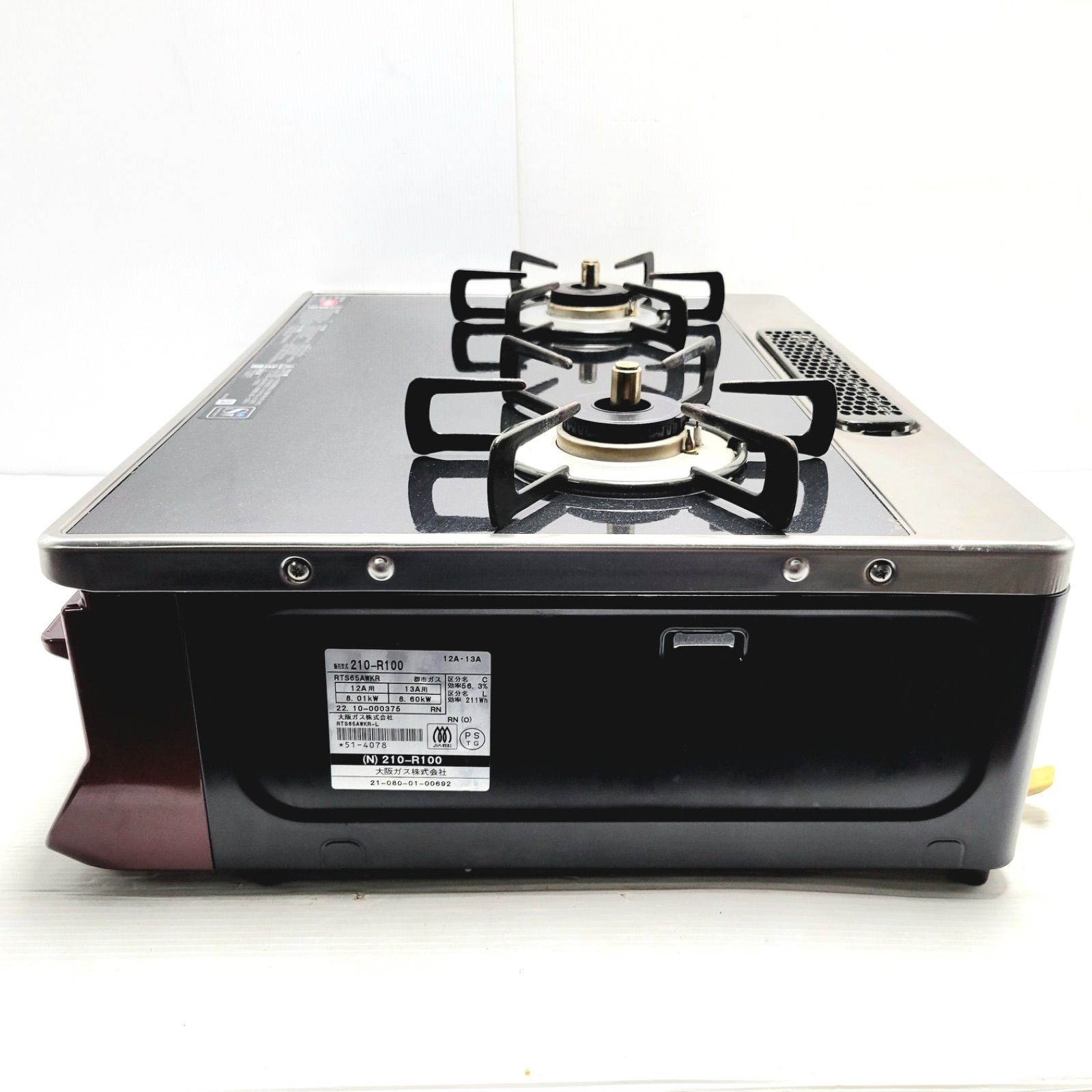 汚れあり、電池部カバーなし)大阪ガス リンナイ ガスコンロ RTS65AWKR