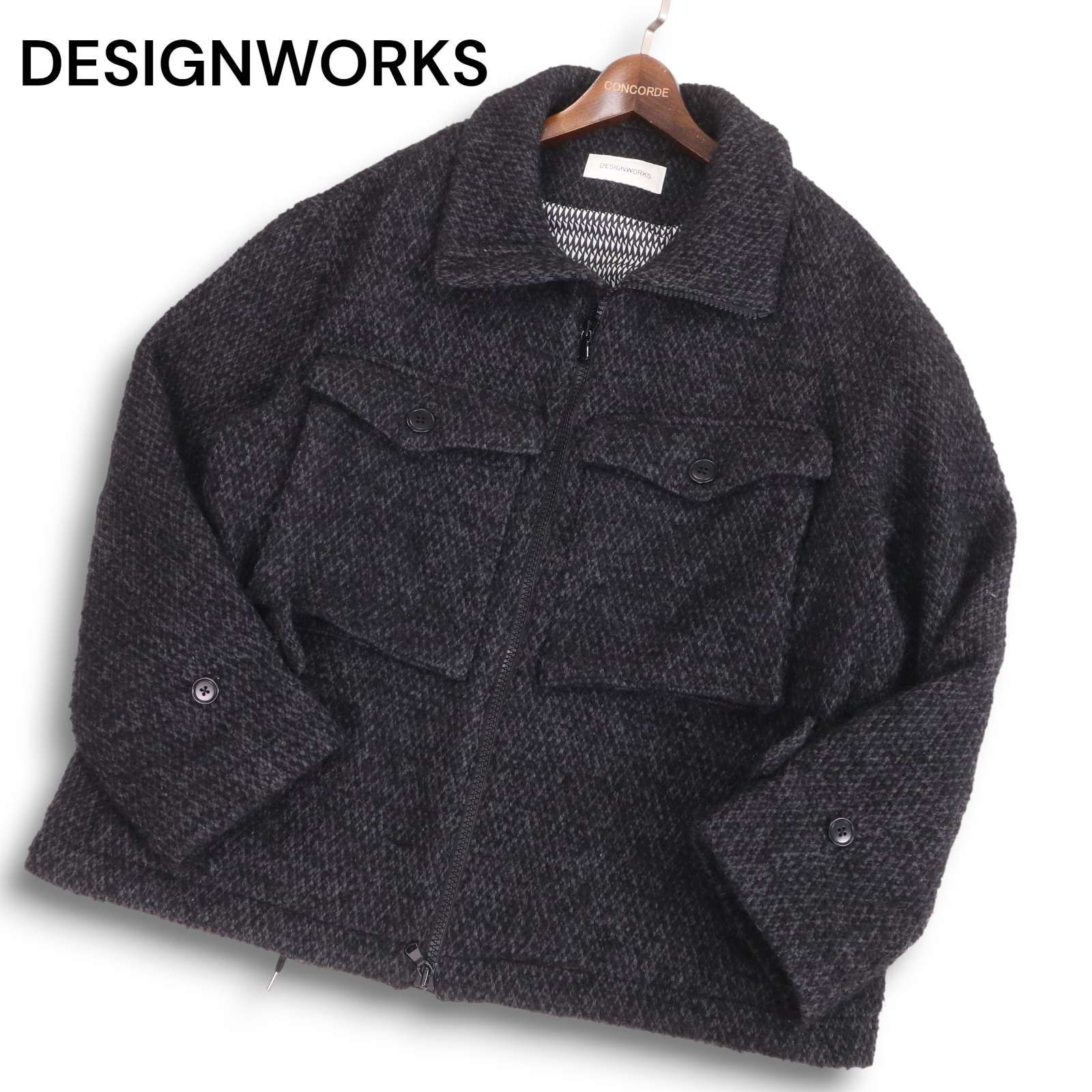 24AW★ DESIGNWORKS デザインワークス アバハウス ツイーディー ウール ダブルフェイス ジャケット Sz.48　メンズ 定価8.8万 24AW☆ DESIGNWORKS デザインワークス アバハウス ツイーディー ウール