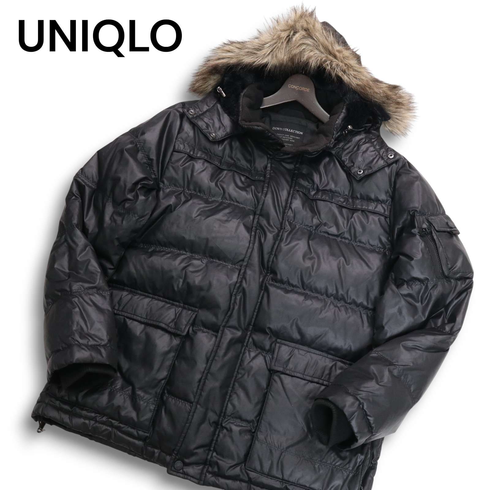 Y2K 00s☆ UNIQLO オールド ユニクロ 秋冬 ファー☆ 微光沢 ダウン