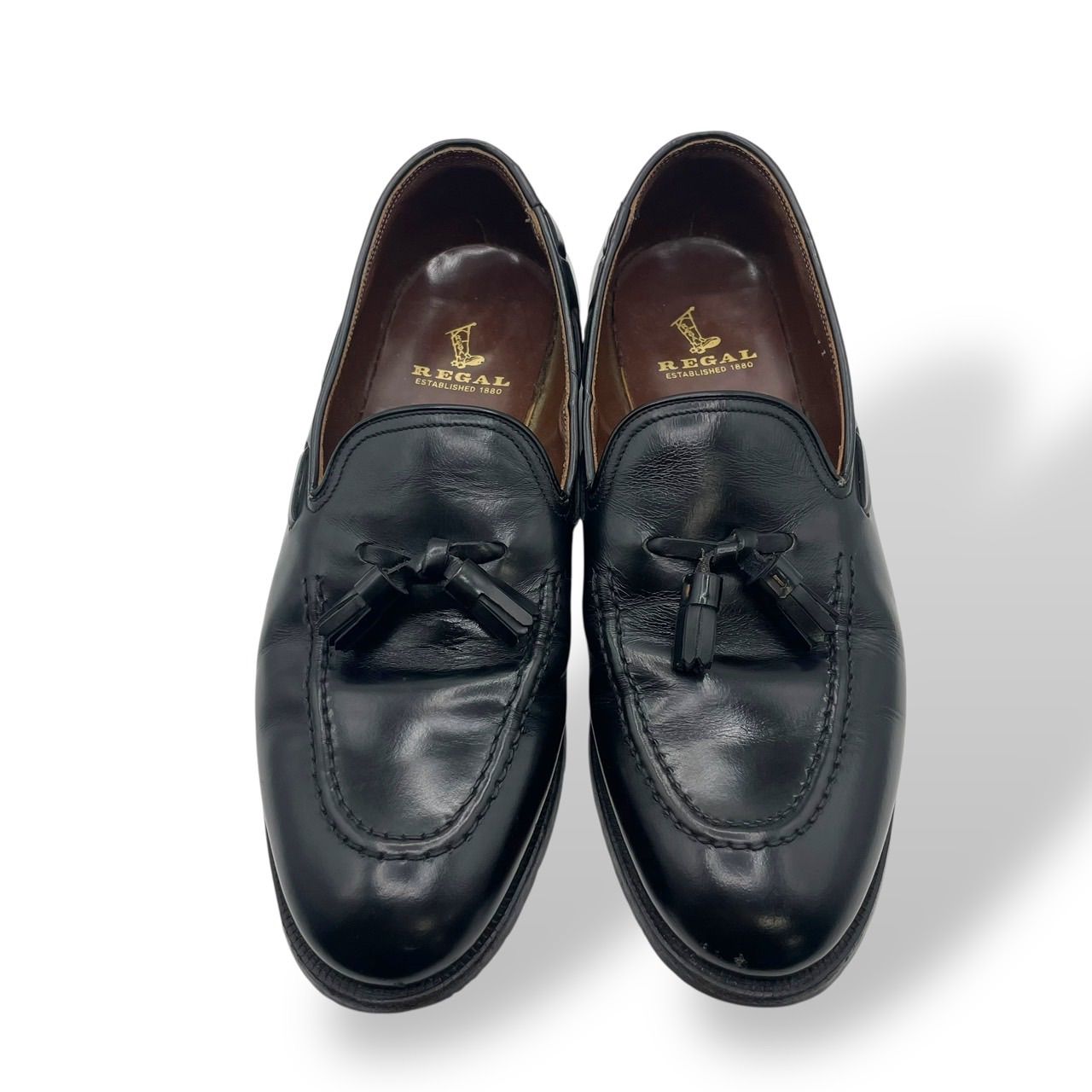 REGAL リーガル レザーシューズ タッセルローファー Uチップ 革靴 ヴィンテージ 黒 ブラック 24.5 cm