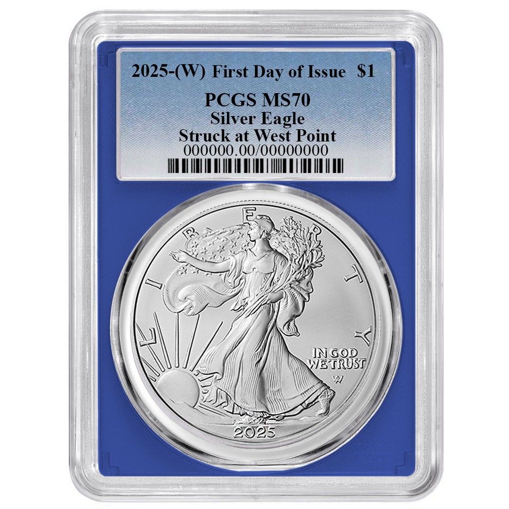2025年 (W) $1 1オンス アメリカン シルバー イーグル PCGS MS70 FDOI