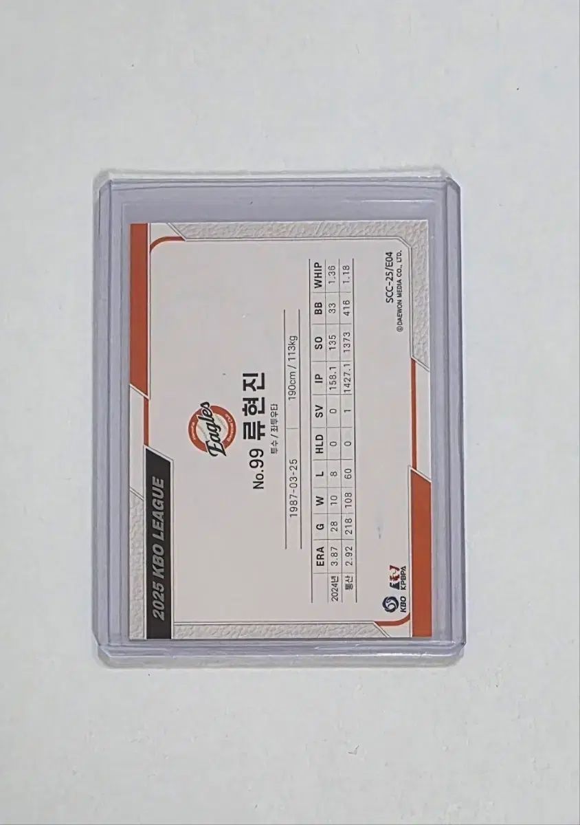 2025 SCC センセーション 野球カード ハンファ - 류현진 RYU HYUNJIN サイン入り サインカード