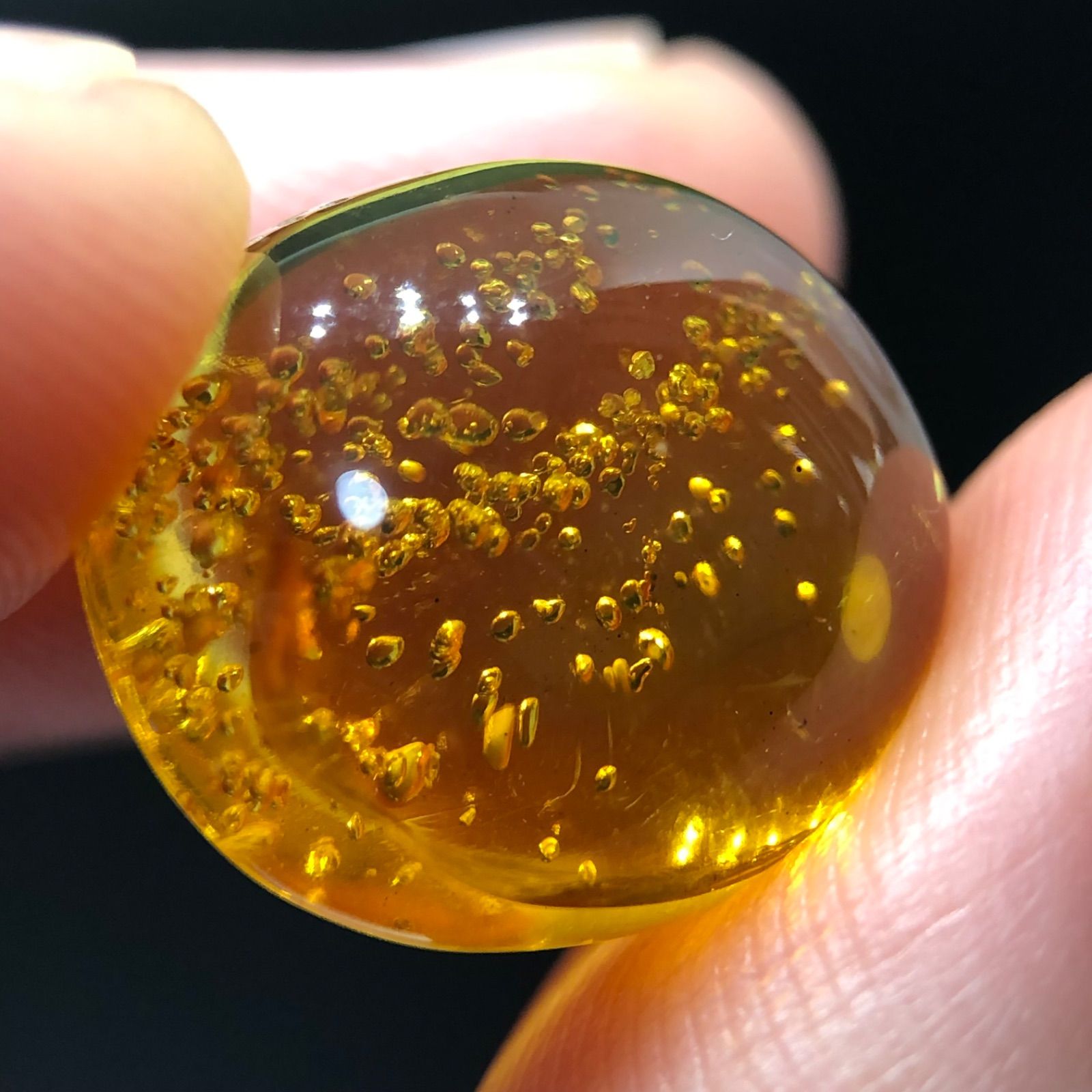 天然　非加熱　気泡群　バーマイト 　ルース　5.20ct(17.5 x 14.8 x 6.6mm)　琥珀　コハク　アンバー　希少　美品　1点物　国内鑑別書付き