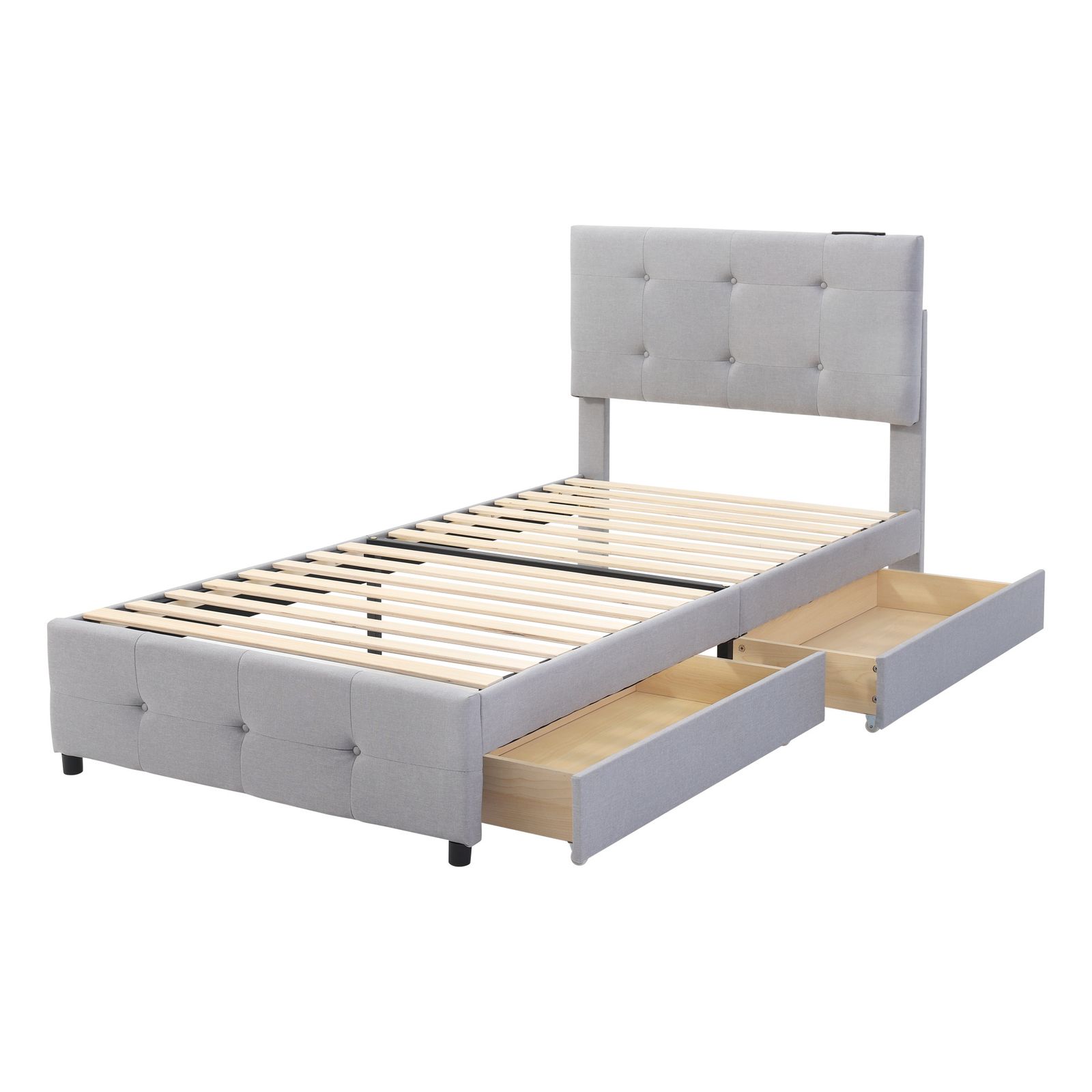 S ファブリックベッド ベッドフレームのみ 引き出し付き シングル