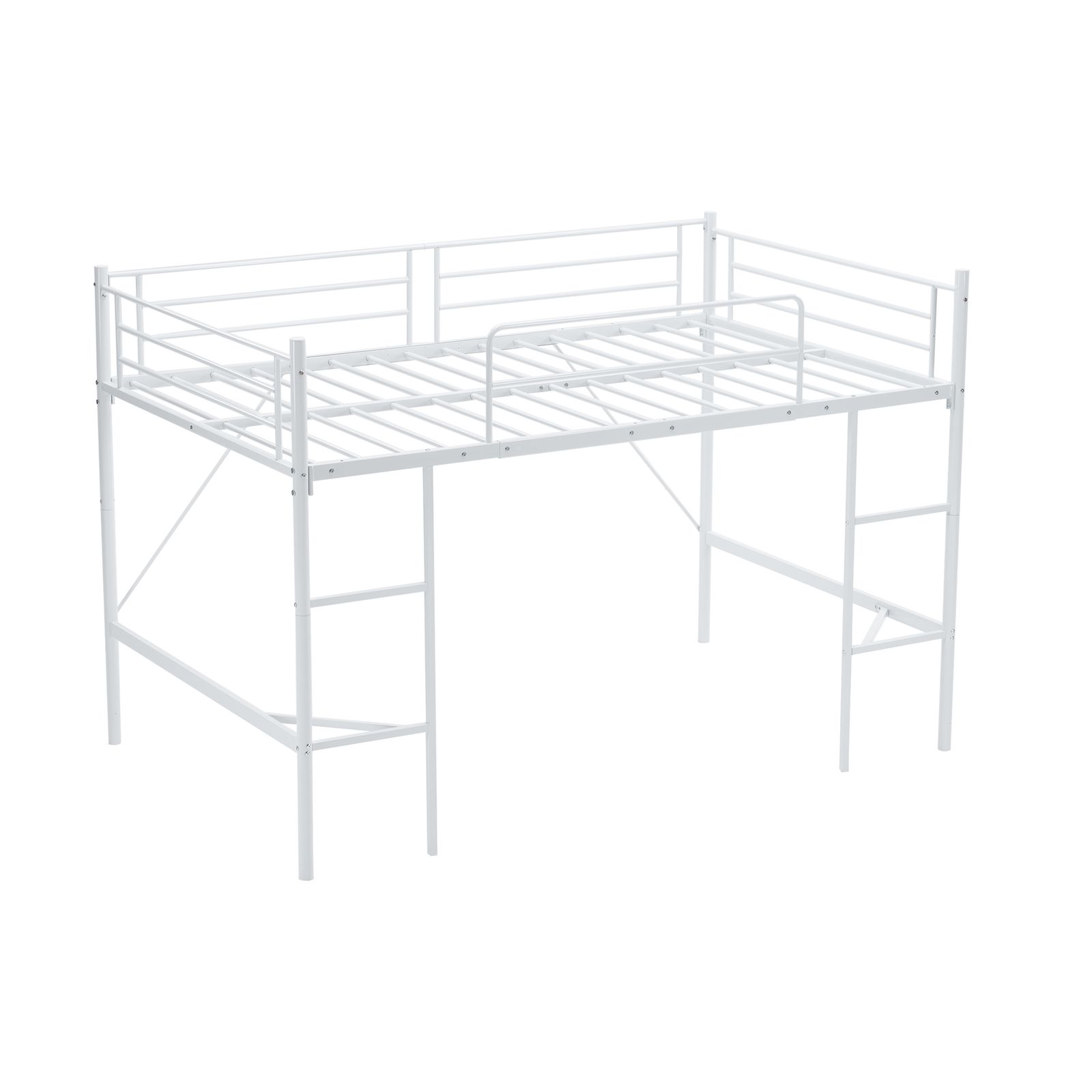 【ホワイト】 SDセミダブル ロフトベッド パイプベッド スチールベッド 収納 ホワイト SDセミダブル ロフトベッド パイプベッド ベッド デスク付 木