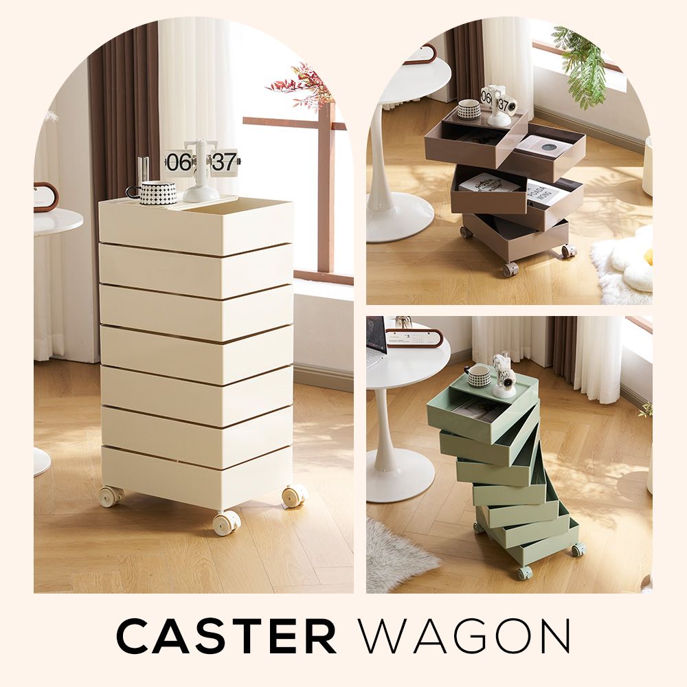 チョコ・7段 ワゴン キャスター付き ブレーキ付き おしゃれ 7段トレイ