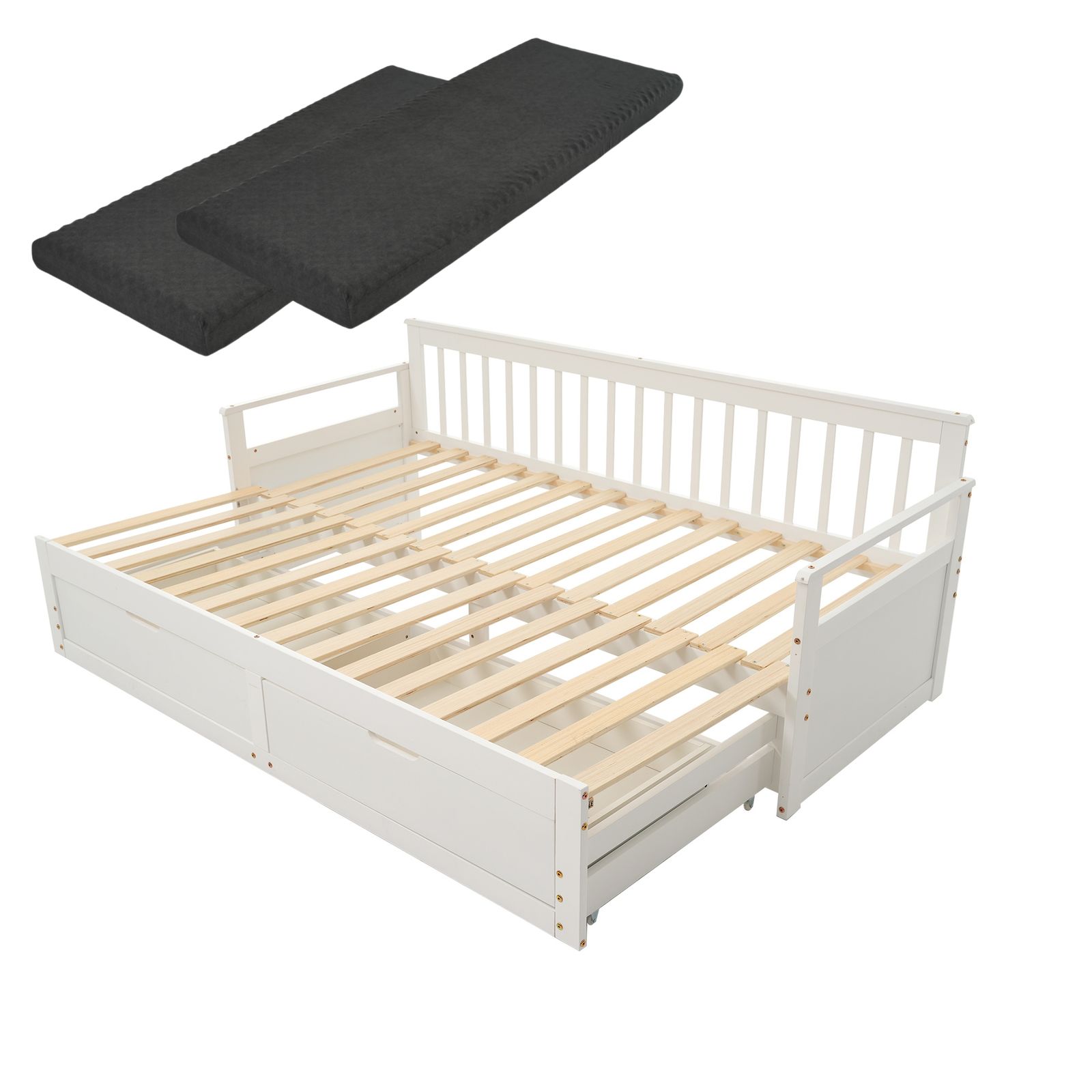 【2色から選】【幅70cmマット2個付】ソファベッド ディベッド 伸長式ベッド 幅70cmマット2個付 ソファベッド ディベッド 伸長式ベッド 木製