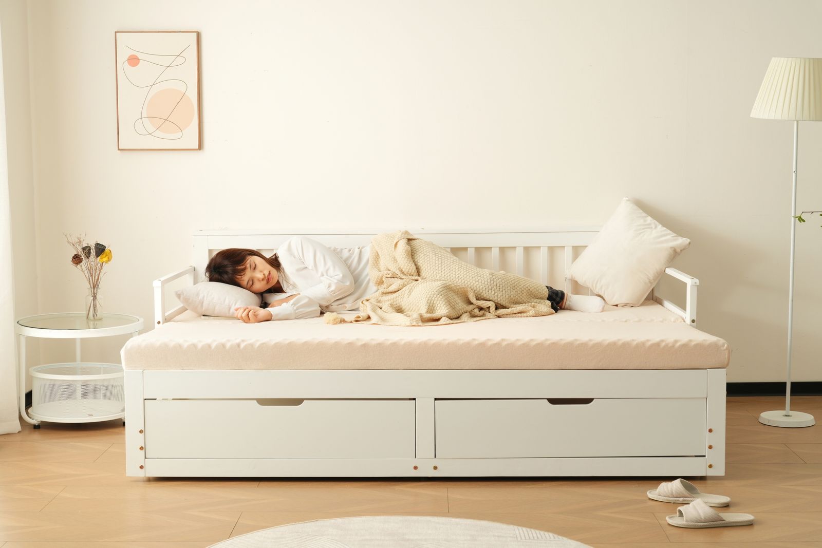 幅70cmマット2個付 ソファベッド ディベッド 伸長式ベッド 木製