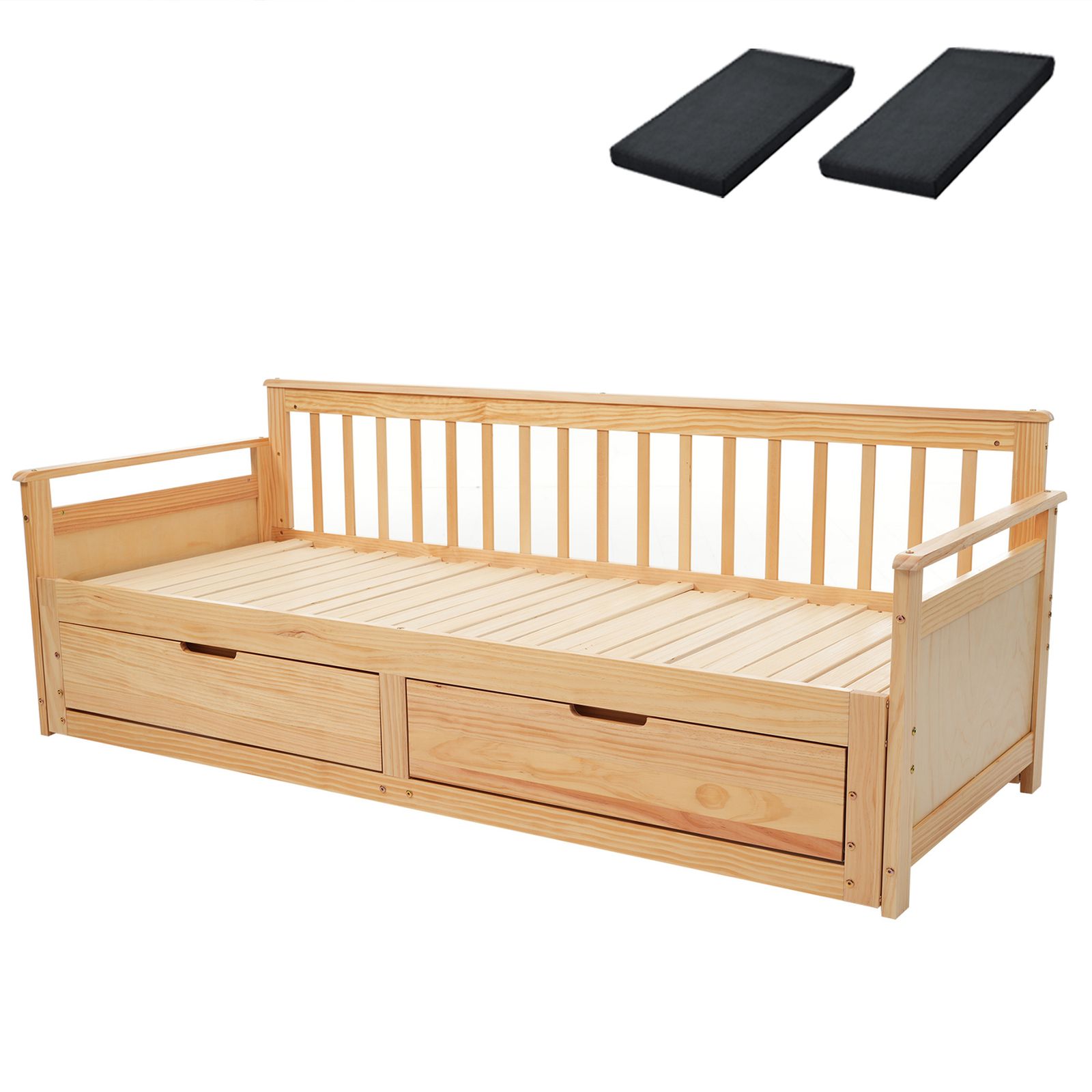 幅70cmマット2個付】 ソファベッド ディベッド 伸長式ベッド 木製 引き出し 幅70cmマット2個付 きソファベッド ディベッド 伸長式ベッド 木製