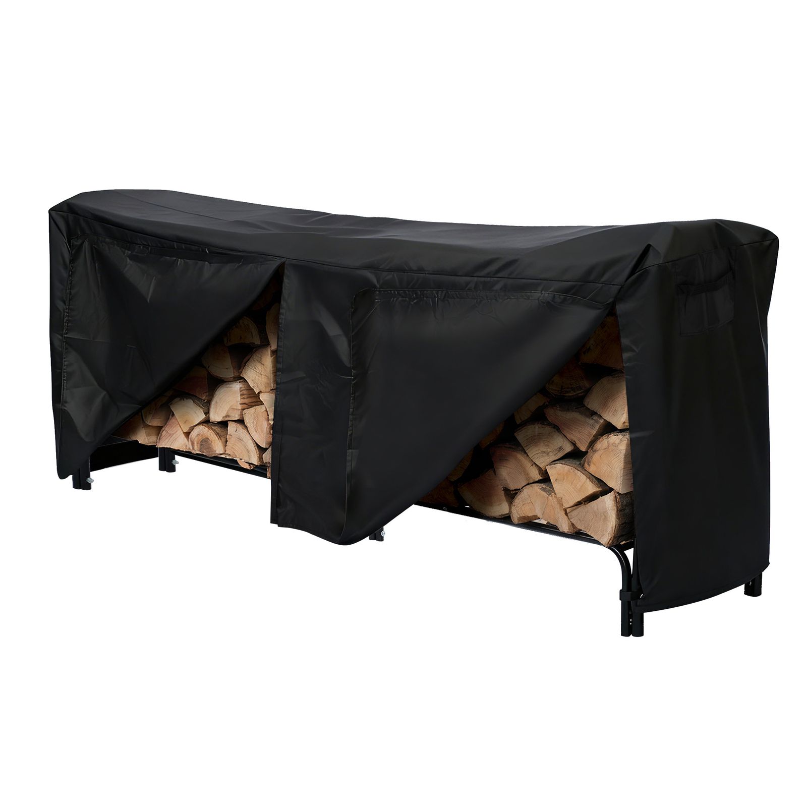 カバー付き 幅240 cm 薪ラック 屋外 薪棚 薪ストッカー 薪置き棚 薪ストーブグッズ 薪 ラック 大型 軽量 チール製 収納 整理 保管 乾燥 薪保管 薪収納 アウトドア 暖炉 焚火 組み立て式 室外 冬 家庭用 ブラック