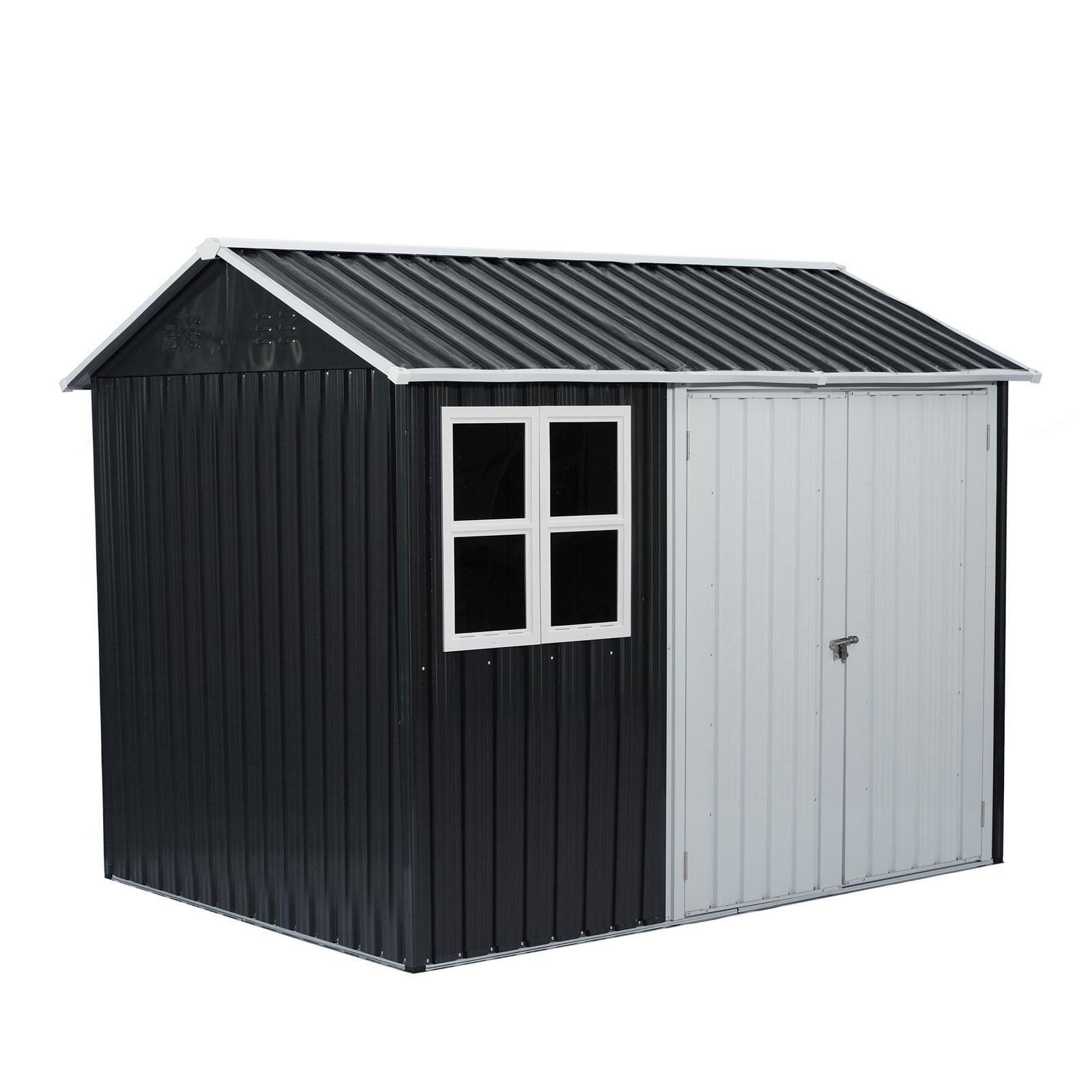 物置 屋外 スチール 倉庫 戸外収納庫 幅249 奥行き184 高194 物置き おしゃれ 大型 収納庫 屋外物置 防さび ベランダ 防水 ドア スチール物置 屋外収納 ガーデニング 庭 グレー ホワイト