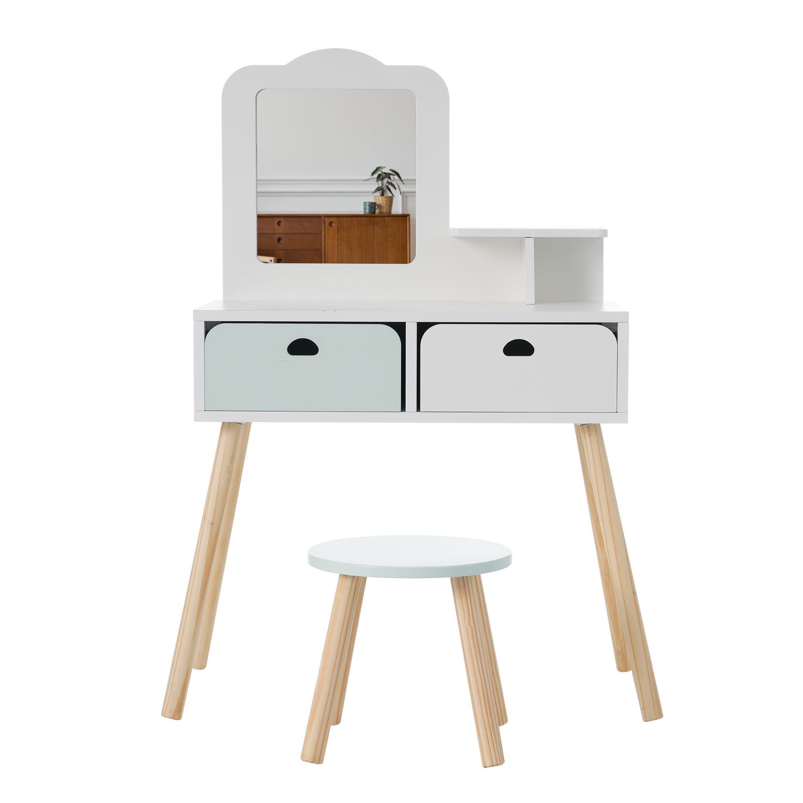 おままごとドレッサー ドレッサー 木製 化粧台 鏡台 引き出し 可 おしゃれ コスメ収納 プレゼント 知育玩具 おもちゃ キッズ 女の子 子供 椅子