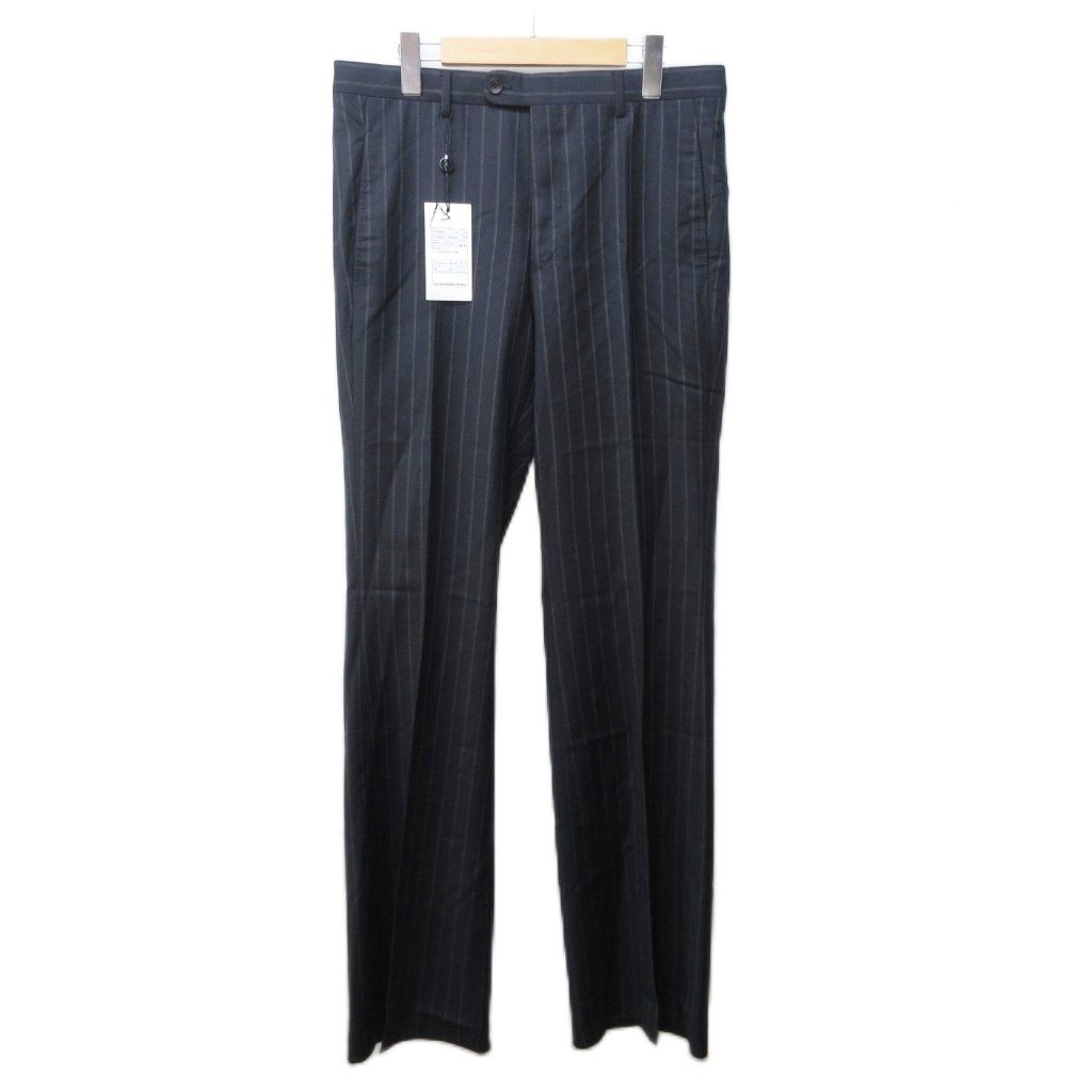 グッチ GUCCI タグ付 ストライプ スラックス パンツ ウール センター