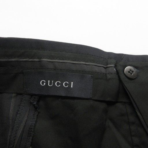 グッチ GUCCI タグ付 ストライプ スラックス パンツ ウール センター