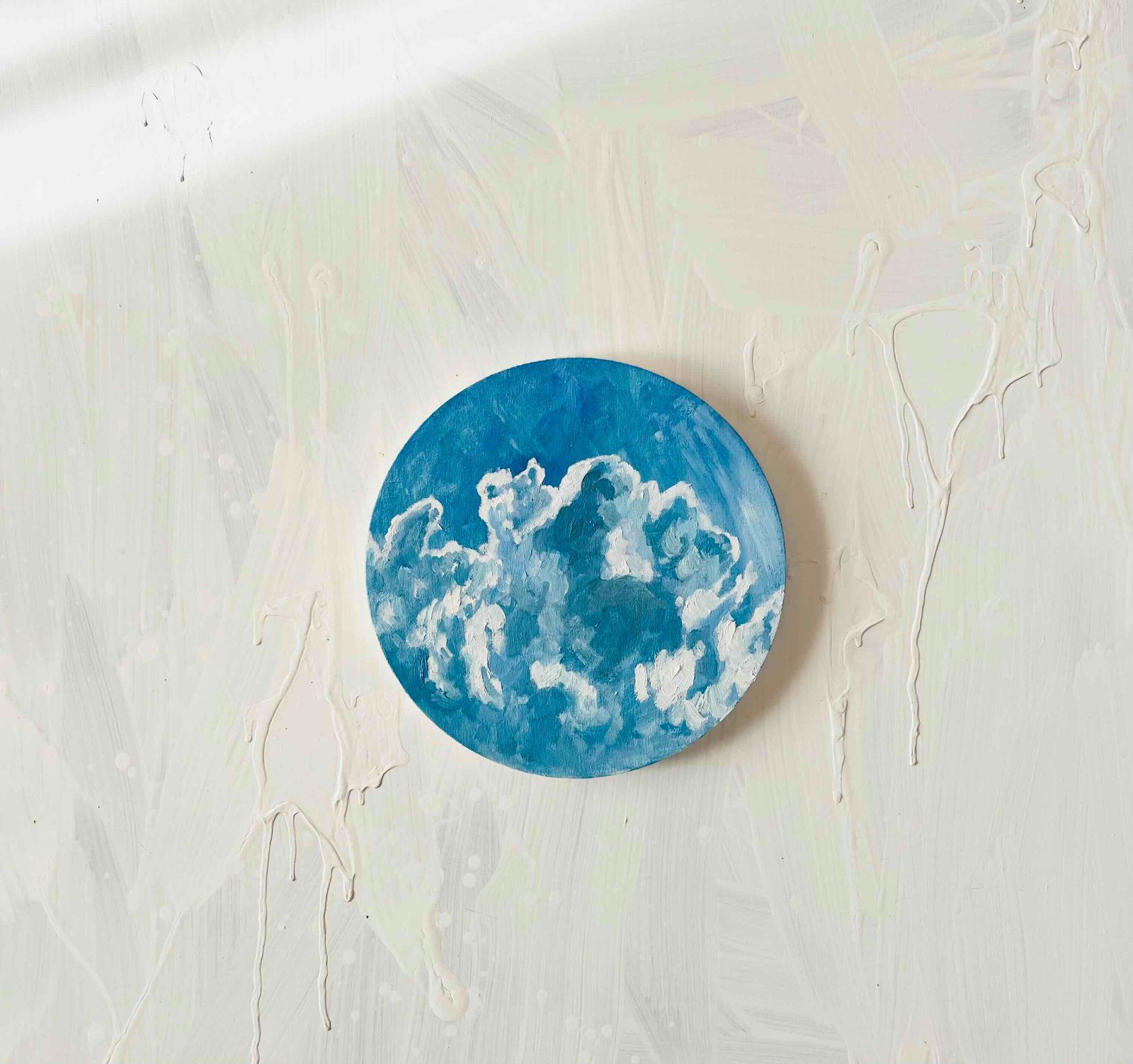 直径25㎝「空 その4」油彩・絵画・原画・丸形・アートパネル - メルカリ