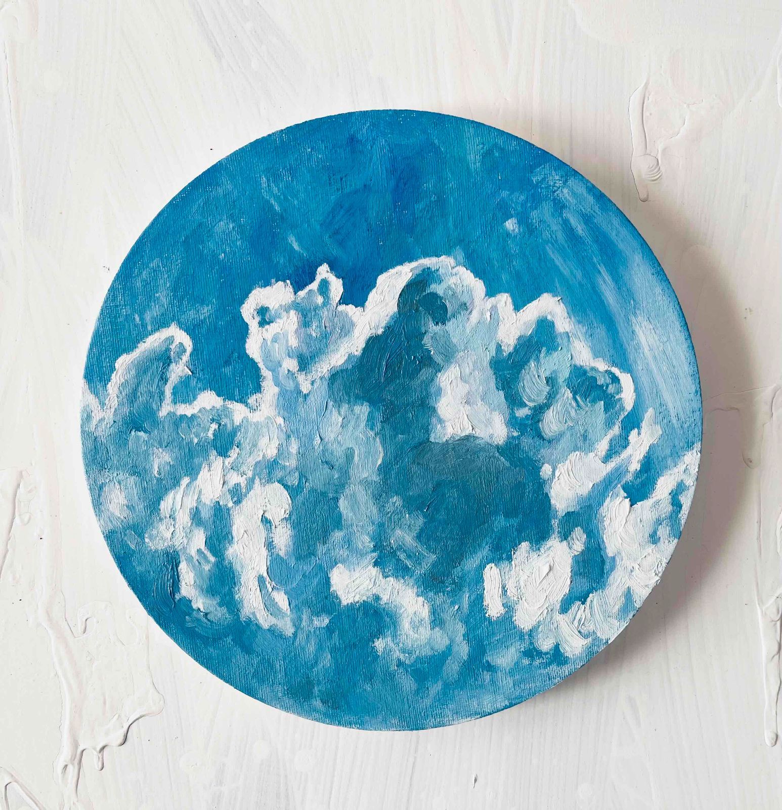 直径25㎝「空 その4」油彩・絵画・原画・丸形・アートパネル - メルカリ