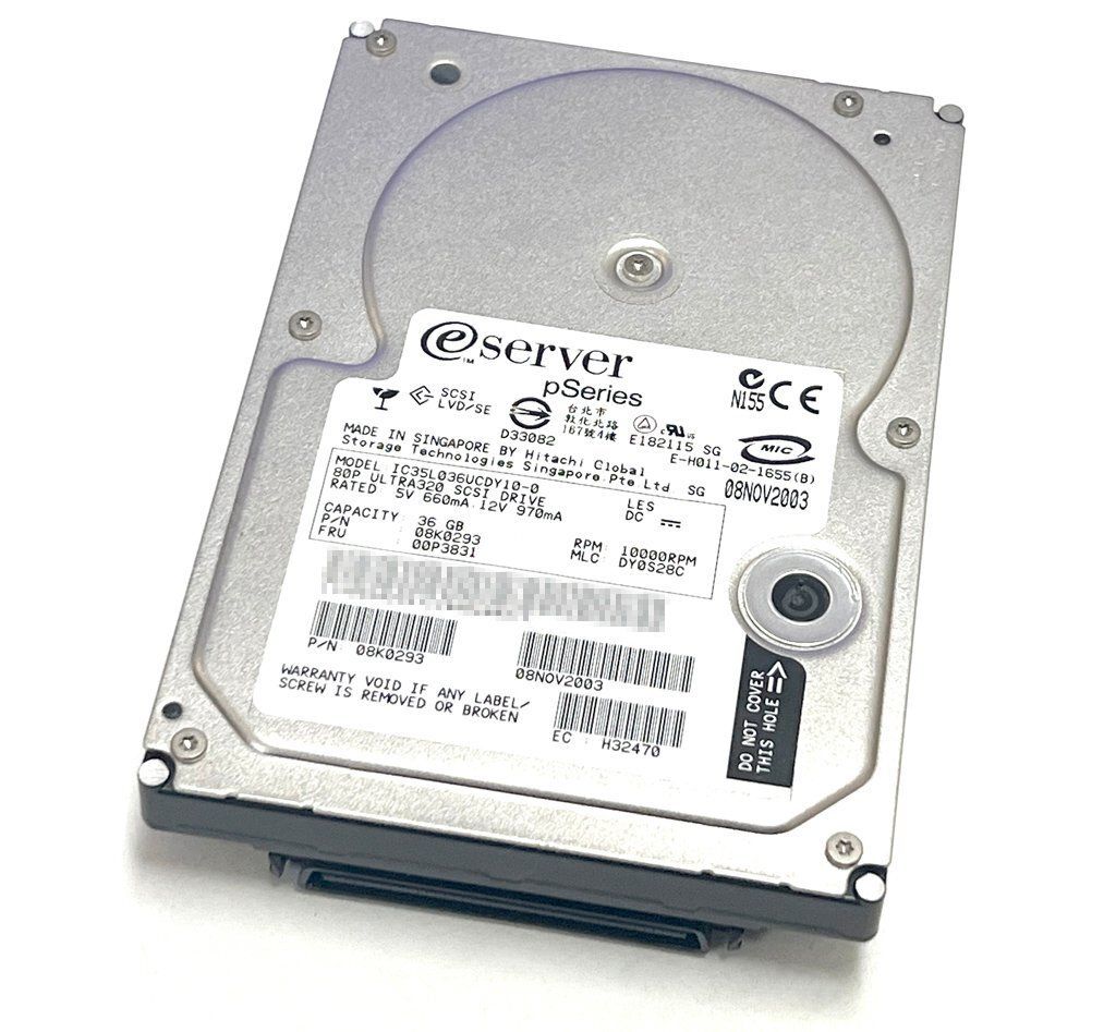 aページ 90日保証/再生品】IBM 08K0293 36GB 10K 3.5 SCSI HDD ? Enterprise