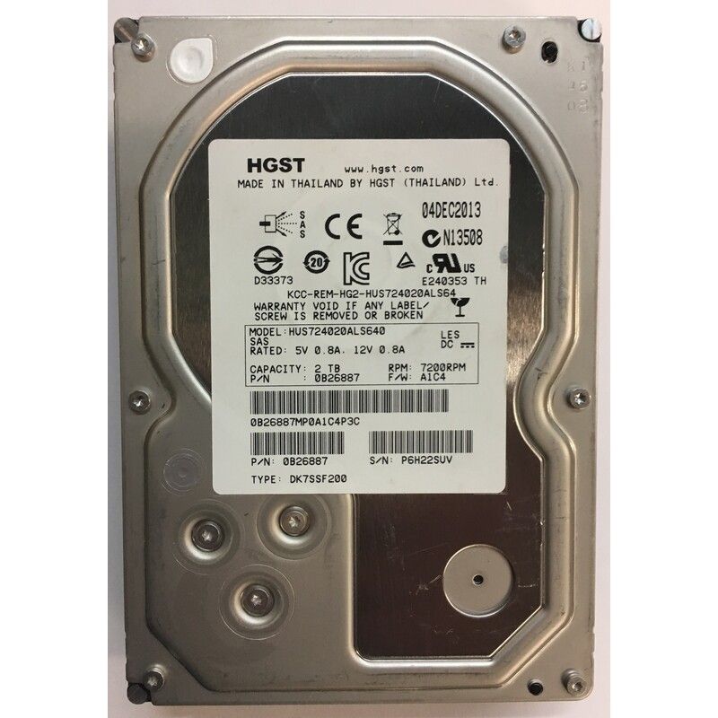 90日保証/再生品】HGST 0B26887 2TB 7.2K 3.5 SAS HDD ? Enterprise