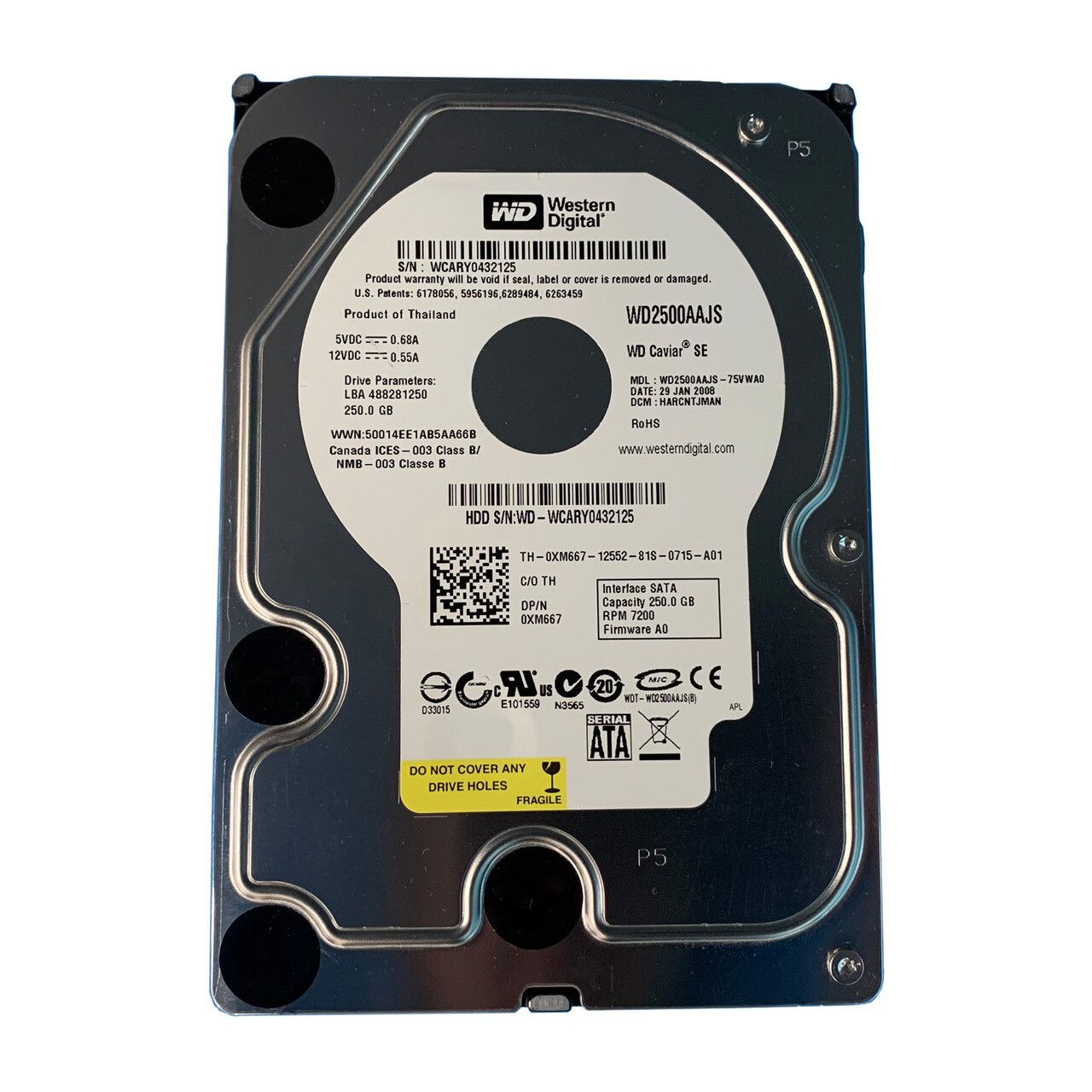 【90日保証/再生品】Western Digital WD2500AAJS Dell 0XM667 XM667 250GB 7200 RPM SATA HDD