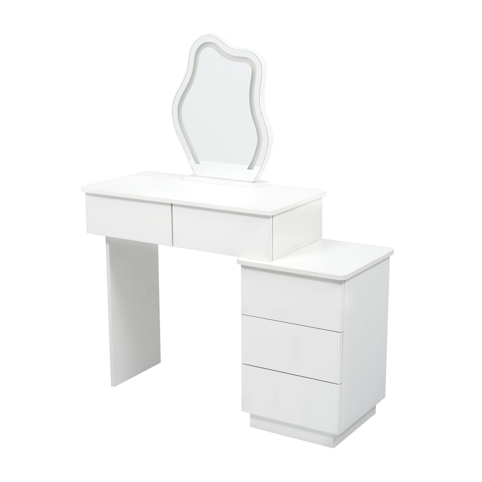 ドレッサー 化粧台 調節 鏡台 LEDミラー コンパクト 女優 引き出し付き 収納棚付き デスク 収納 おしゃれ メイク台 化粧テーブル 収納付き 一人暮らし ホワイト