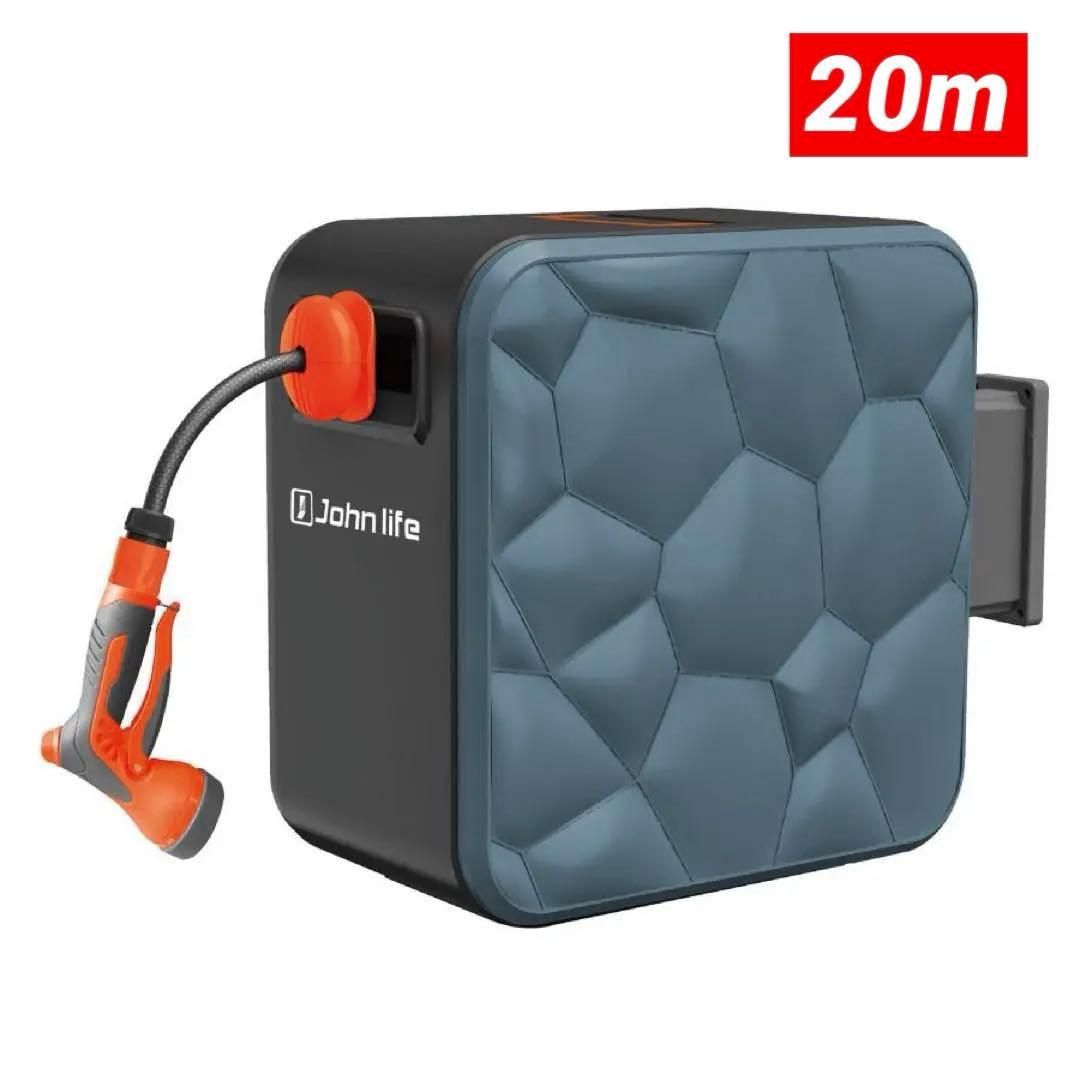 新品】散水ホース 20m 角型 ホースリール 180度回転 2857 - メルカリ