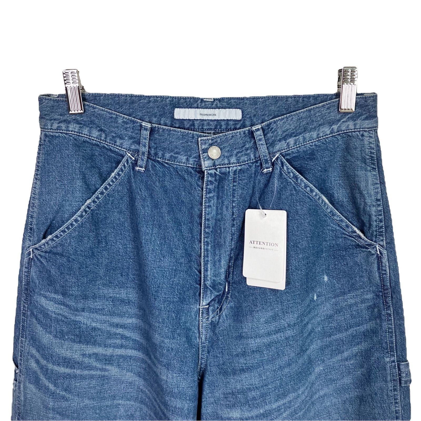 タグ付き未使用 FRAMeWORK 2024 デニムペインターパンツ 40 ブルー 青