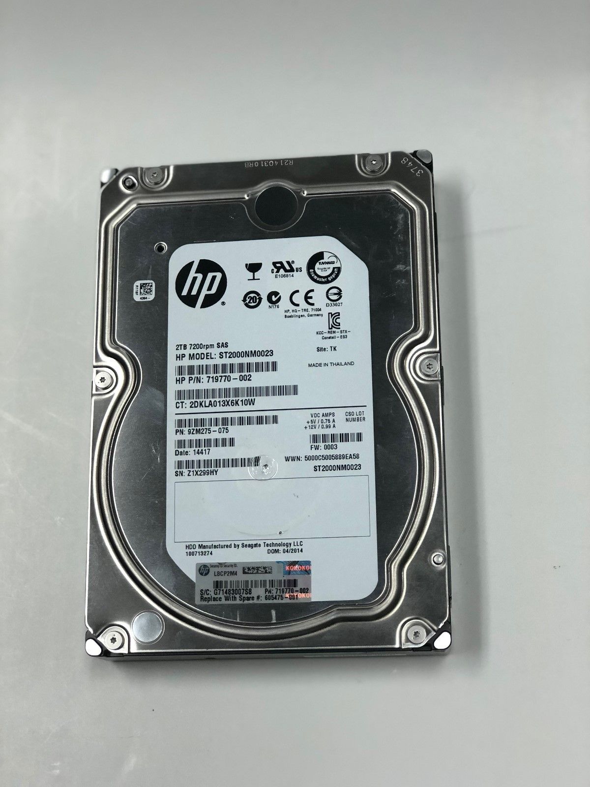 1年保証 再生品 719770 002 HP P 2000 2 TB 6 G 7 K LFF 3 5 SAS HDD HARD DRIVE