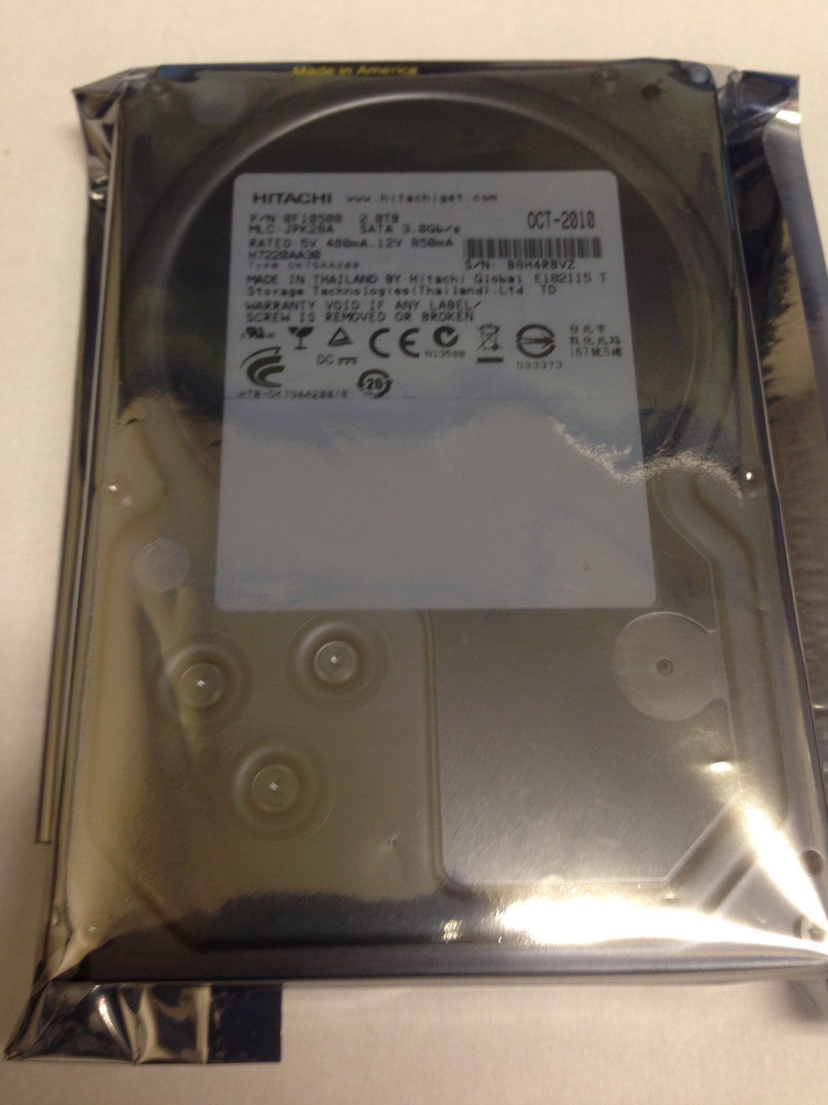 1年保証 再生品 Sun Oracle Hitachi 2 TB SATA 7.2 K Hard Disk Drive 0 F 10500
