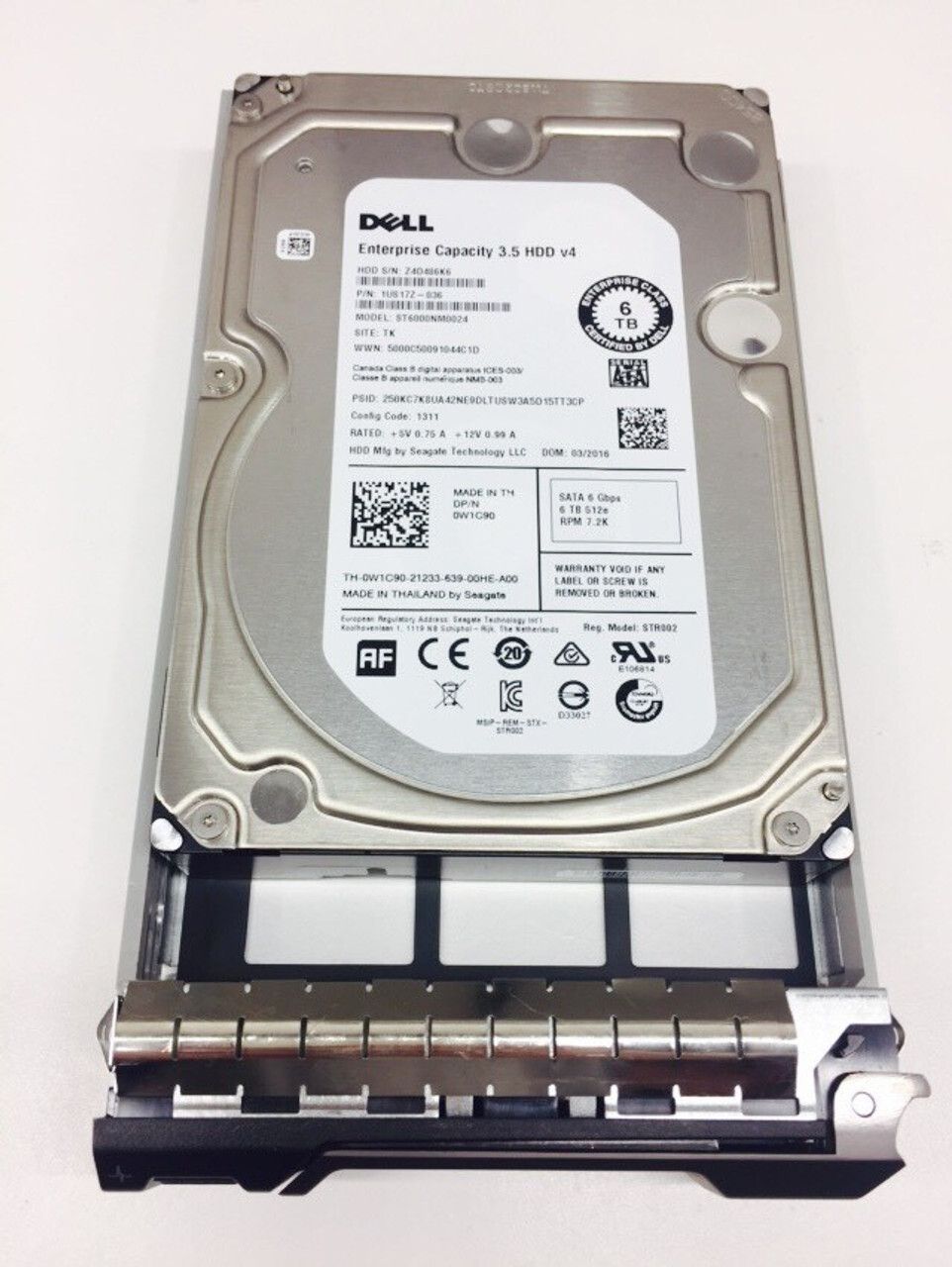1年保証 再生品 Dell W 1 C 90 6 TB 7.2 K 3.5 SATA HDD Enterprise Server Hard Drive Gbps