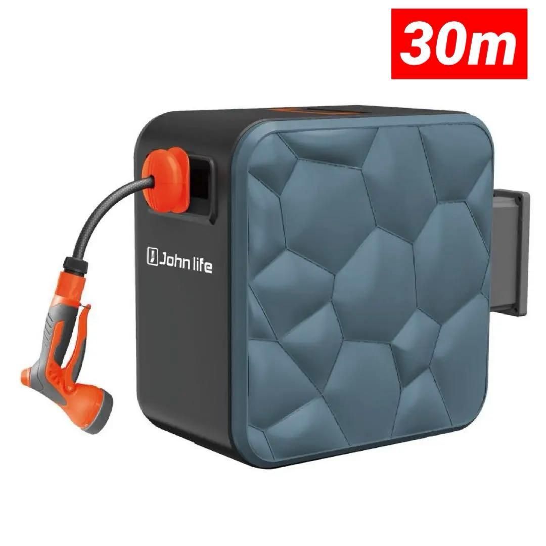 新品】散水ホース 30m 角型 ホースリール 180度回転 2858 - メルカリ