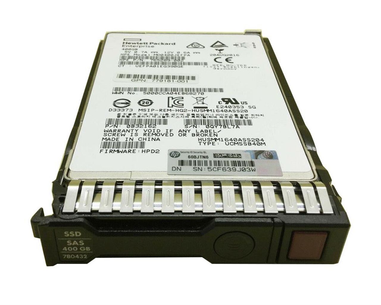 1年保証 再生品 779168 B 21 HPE 400 GB SAS 12 G WRITE SFF 2 5 IN SC SSD 780432 001
