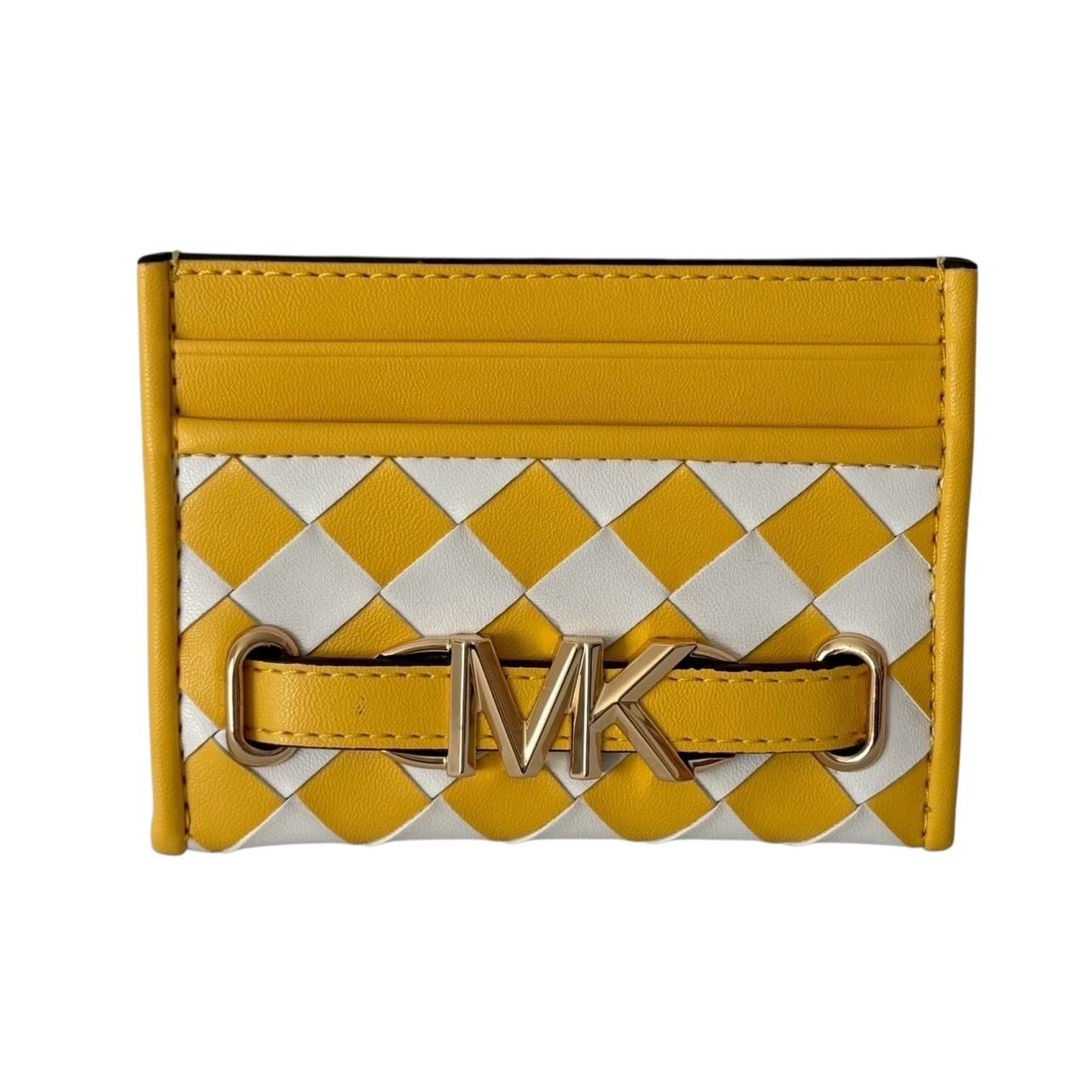 MICHAEL KORS マイケルコース カードケース パスケース コンパクト MKロゴ レザー イエロー ホワイト
