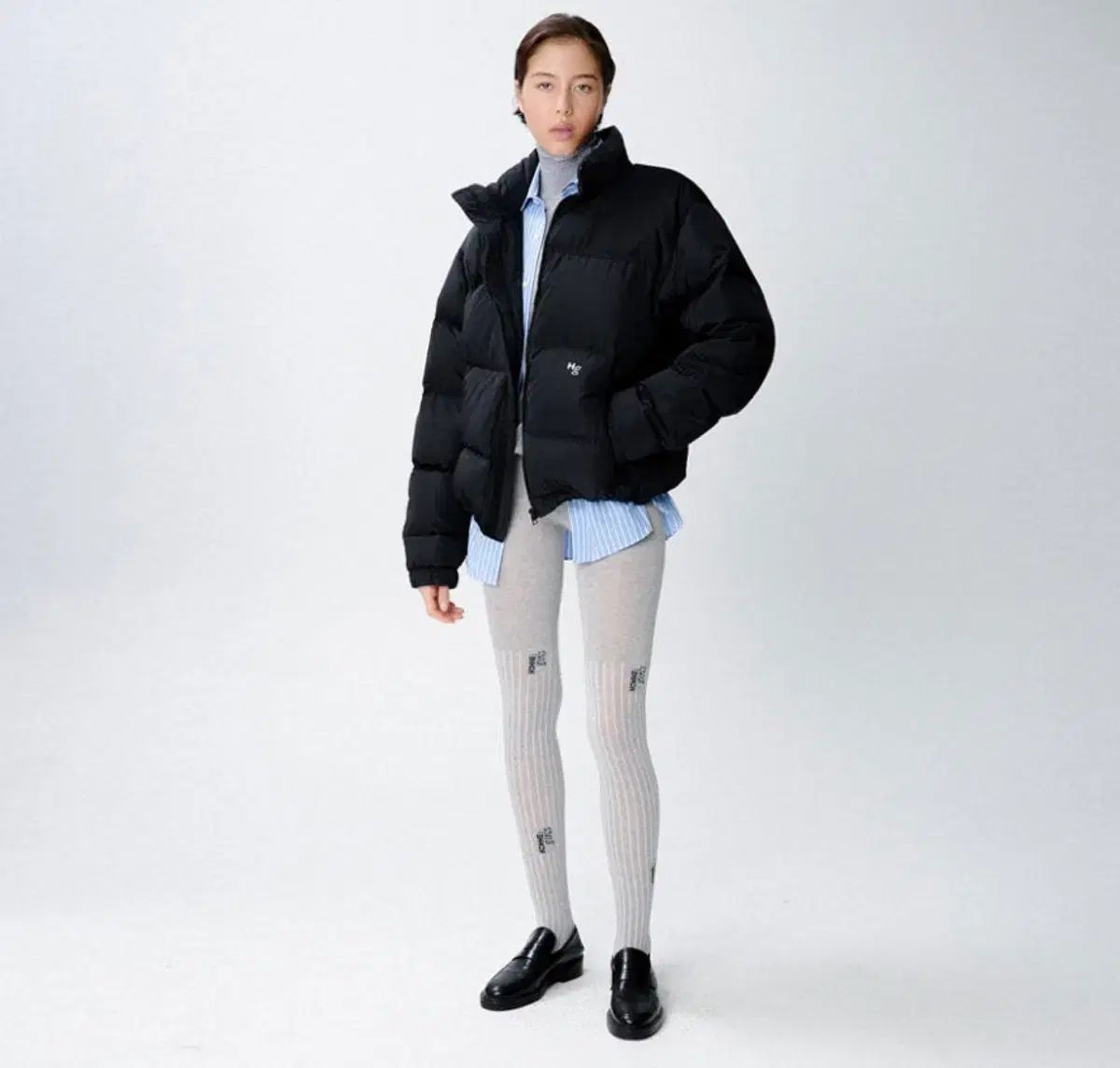 オムガールズ hgロゴ タイツ グレー L XL