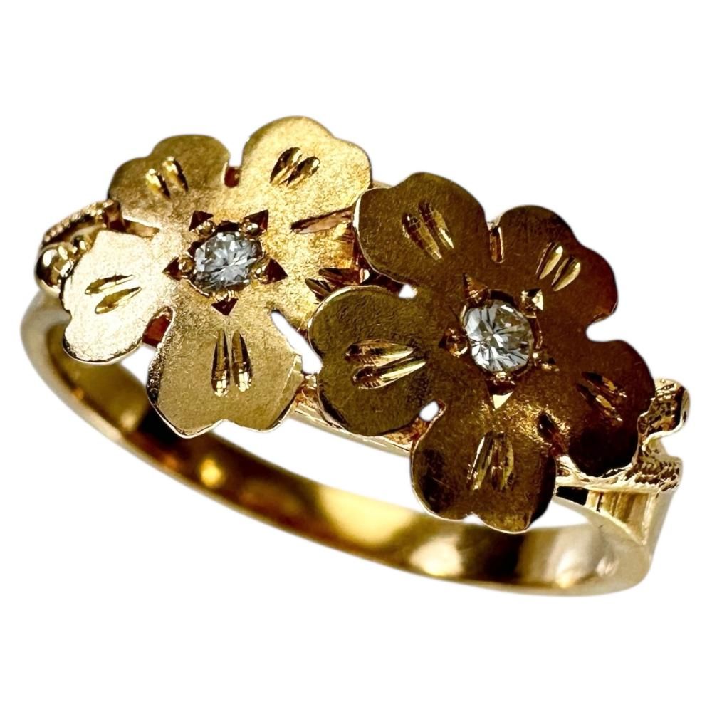 13号 桜モチーフ ダイヤモンド リング・指輪 K18ゴールド 18金 2.6g