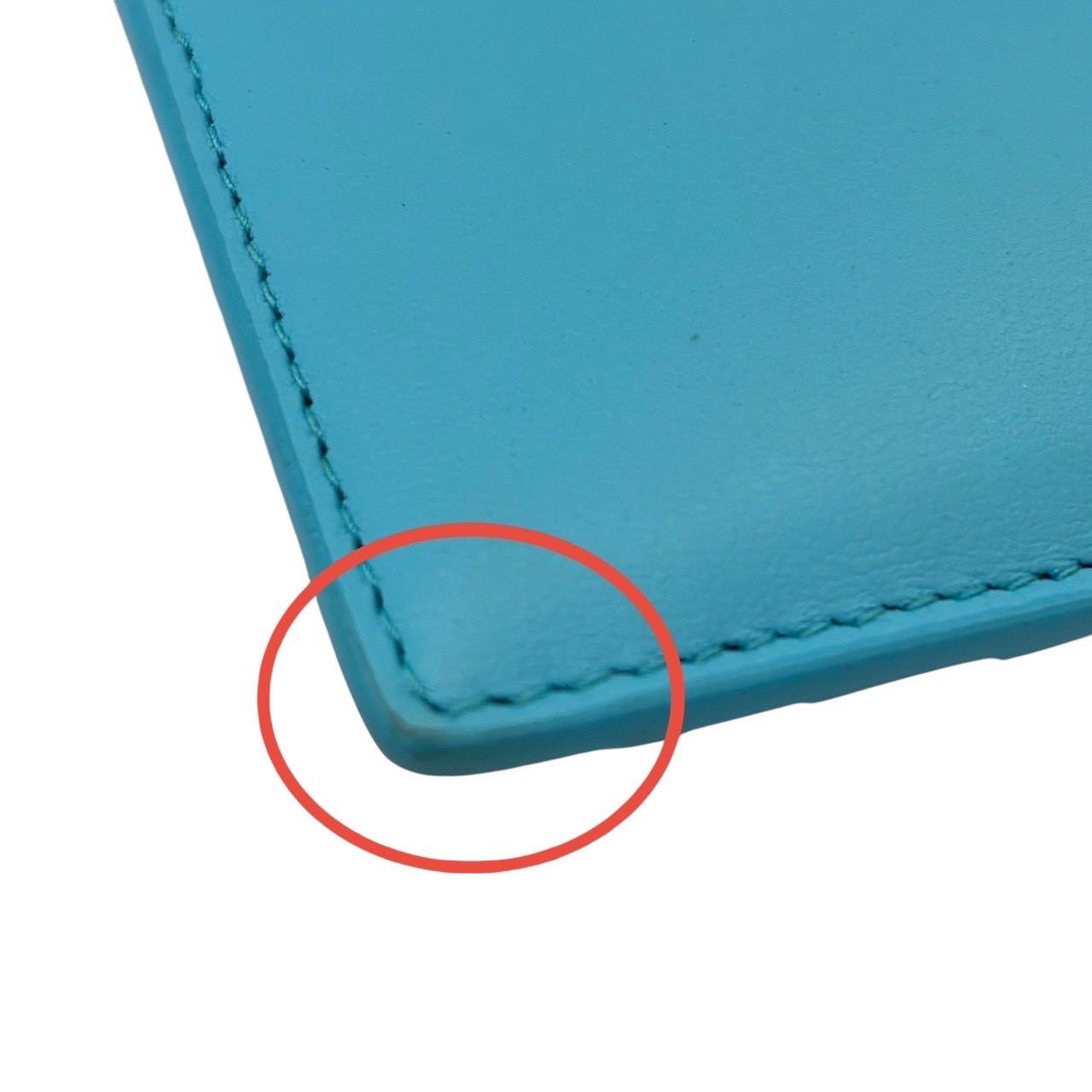  バレンシアガ 7367342 フラグメントケース 小銭入れ コインケース カードケース L字ファスナー ロゴ レザー ブルー フラグメントケース 小物