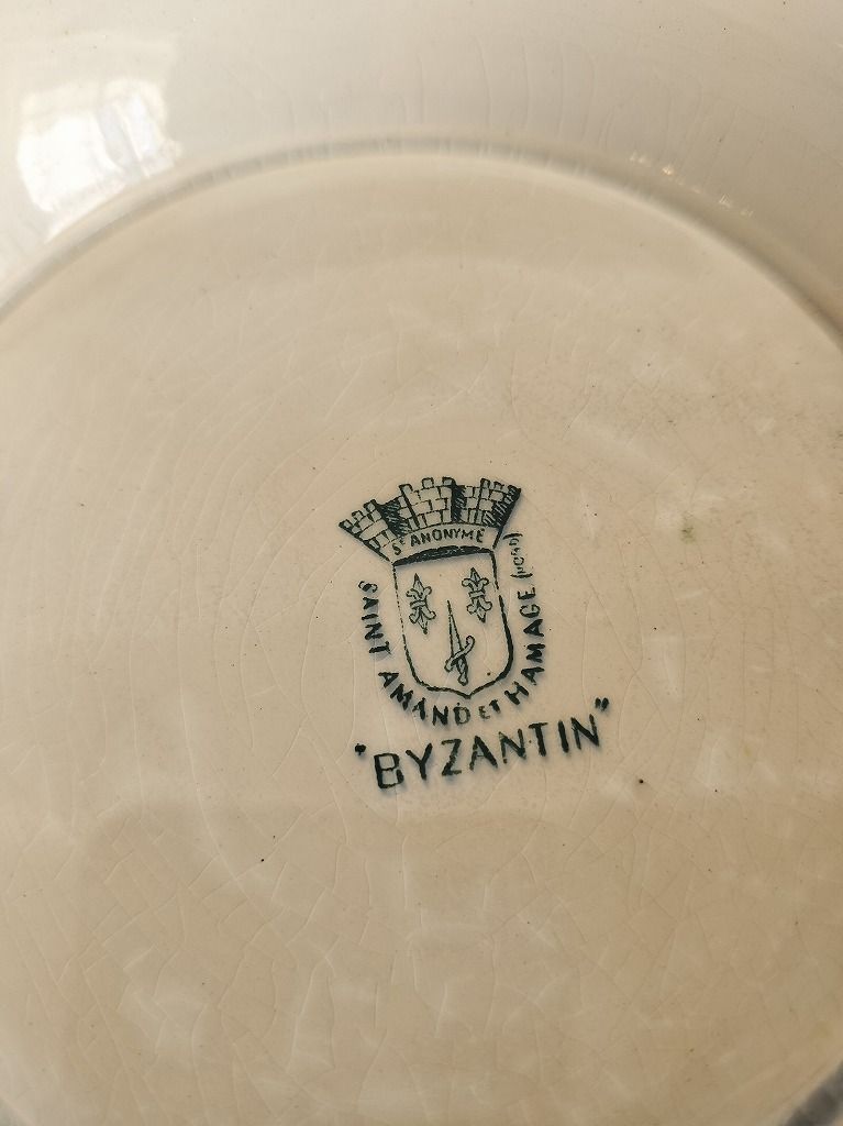 フランス アンティーク 絵つき 陶器 サンタマン コンポティエ1900