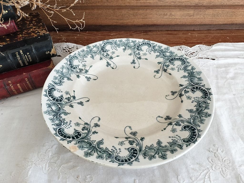 フランス アンティーク 絵つき 陶器 サンタマン コンポティエ1900