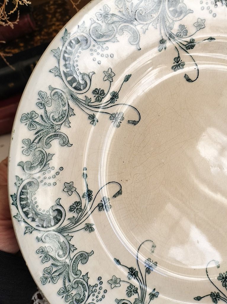 フランス アンティーク 絵つき 陶器 サンタマン コンポティエ1900