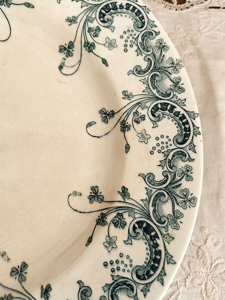 フランス アンティーク 絵つき 陶器 サンタマン コンポティエ1900