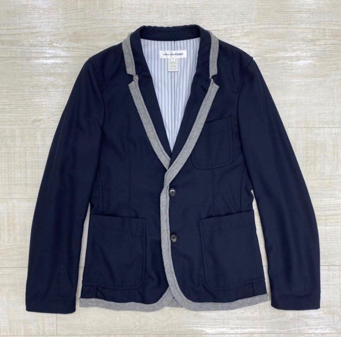 コムデギャルソンシャツのネイビー ジャケット 美品 COMME des GARCONS SHIRT コム デ ギャルソン シャツ カットオフ
