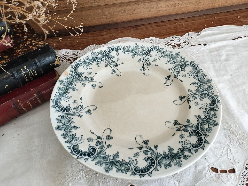 フランス アンティーク 絵つき 陶器 サンタマン コンポティエ1900