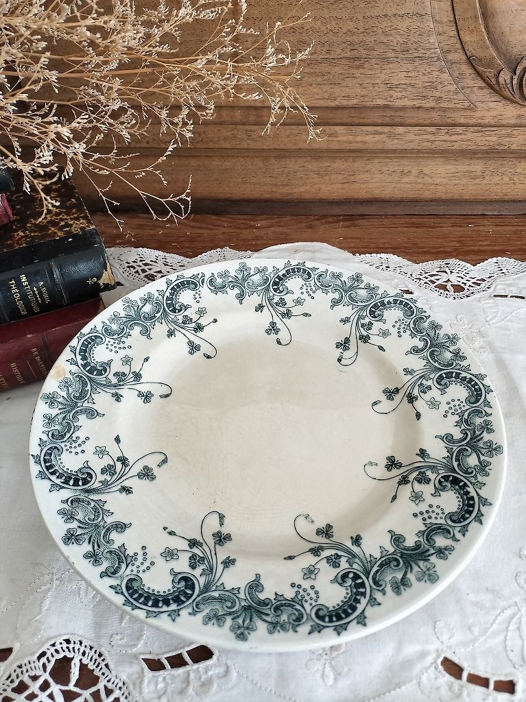 フランス アンティーク 絵つき 陶器 サンタマン コンポティエ1900