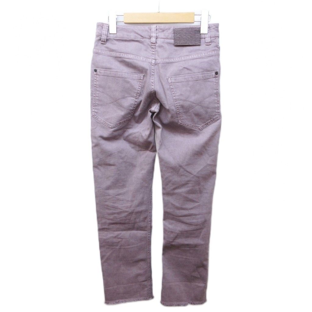 ブルネロクチネリ スキニーパンツ カットオフ加工 フリンジ ストレッチ 36 約XS 紫 パープル 系 IBO 85 1211