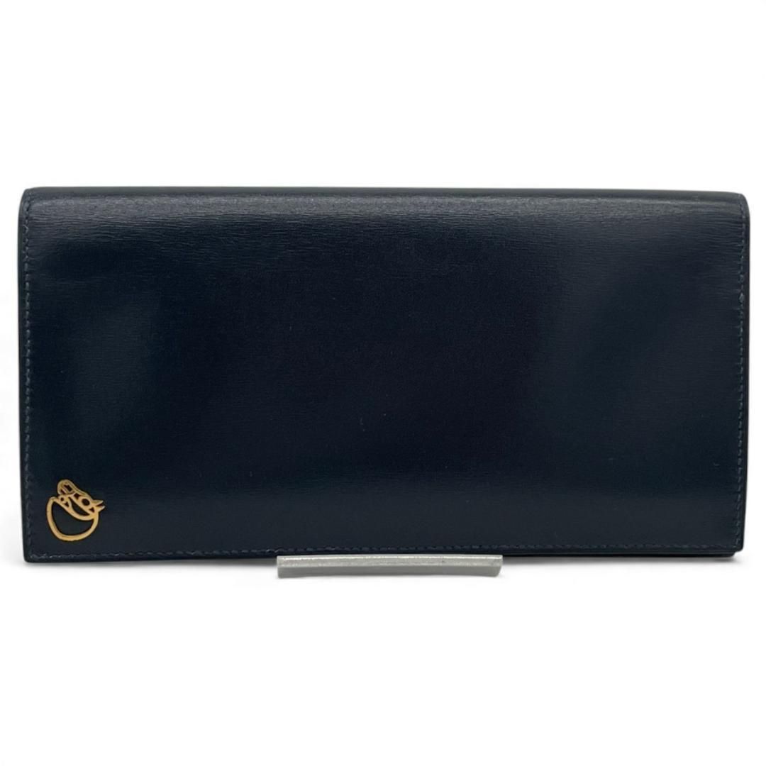 エルメス HERMES 二つ折り長財布 オオサカ ボックスカーフ ダークネイビー